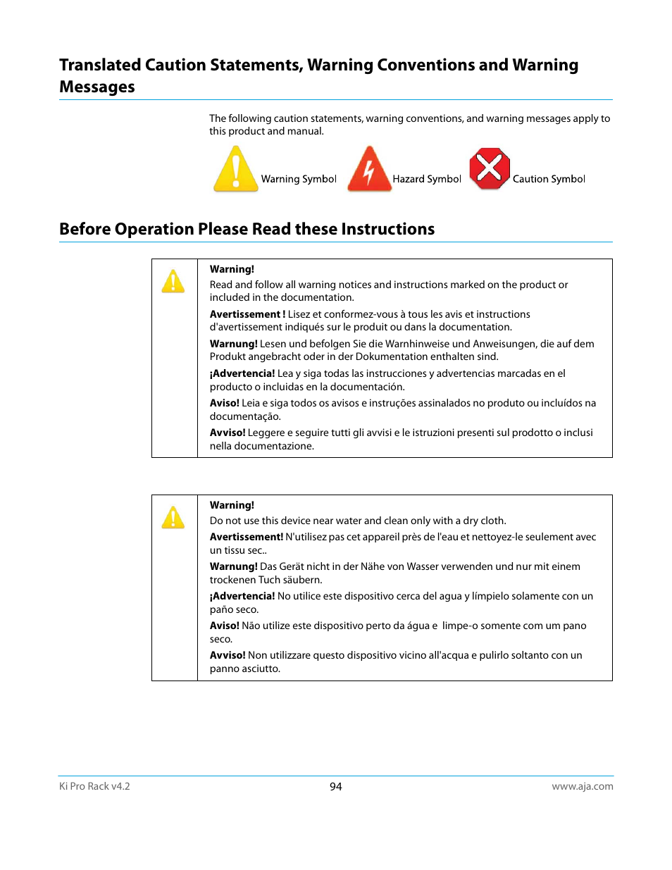 Before operation please read these instructions | AJA Ki Pro Rack User Manual | Page 94 / 111