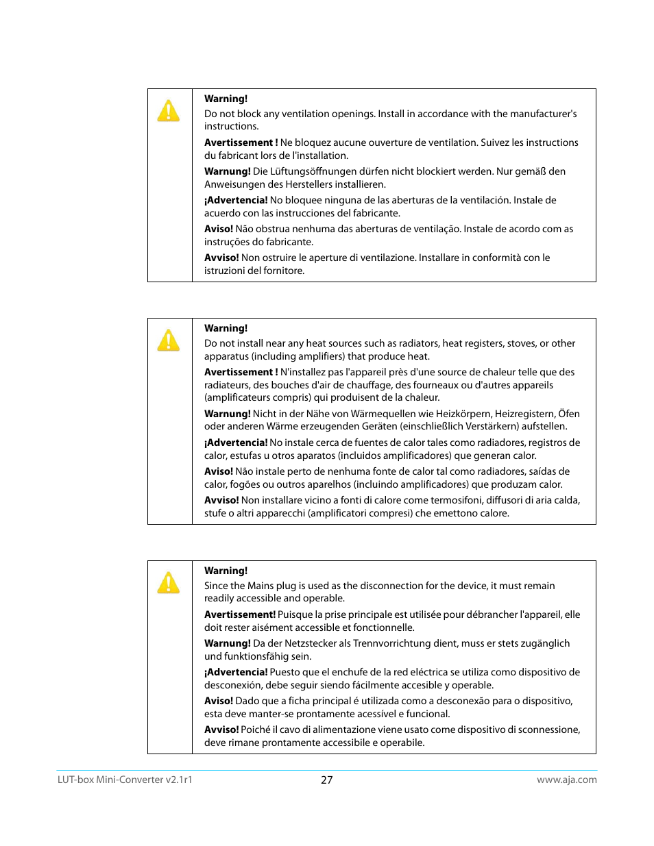 AJA LUT-box User Manual | Page 27 / 34