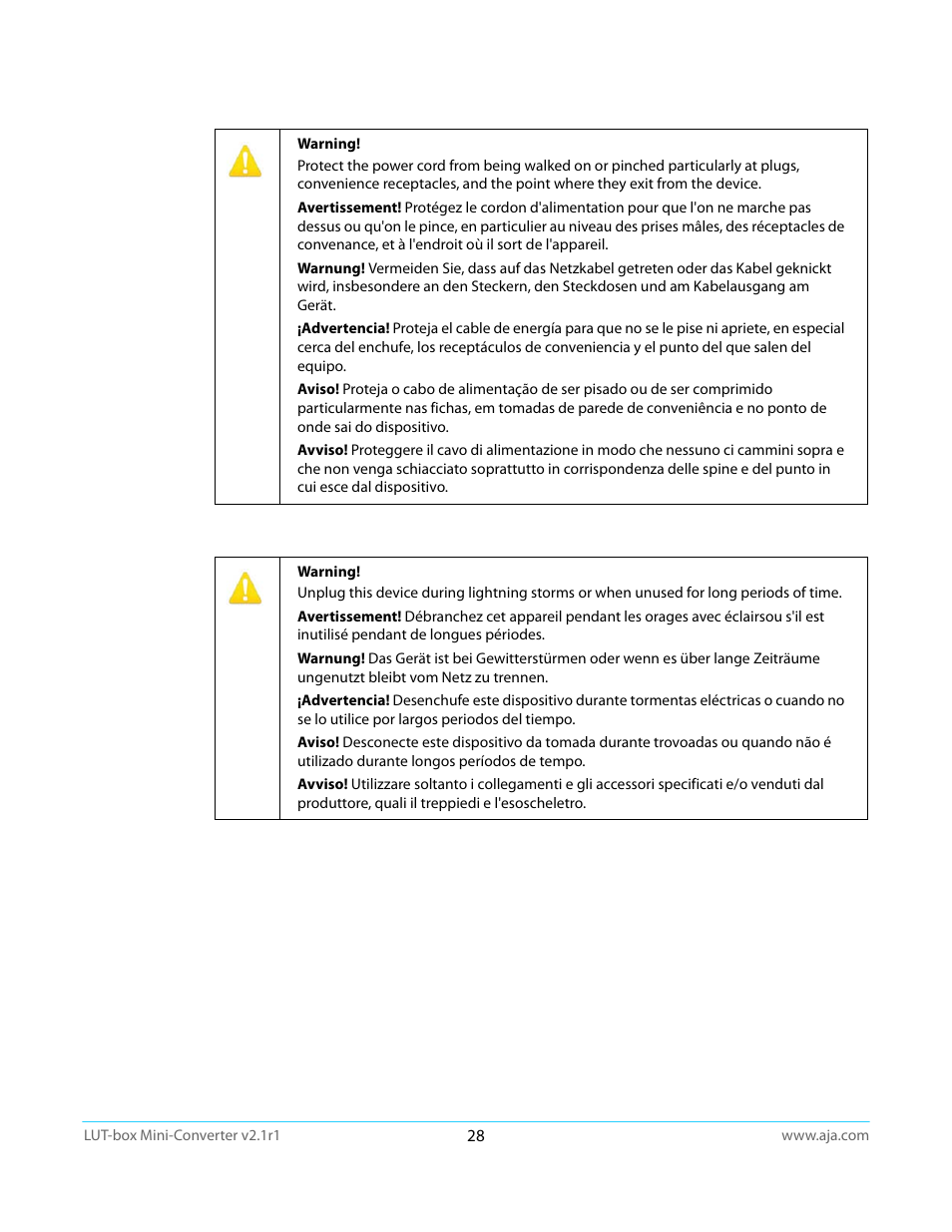 AJA LUT-box User Manual | Page 28 / 34