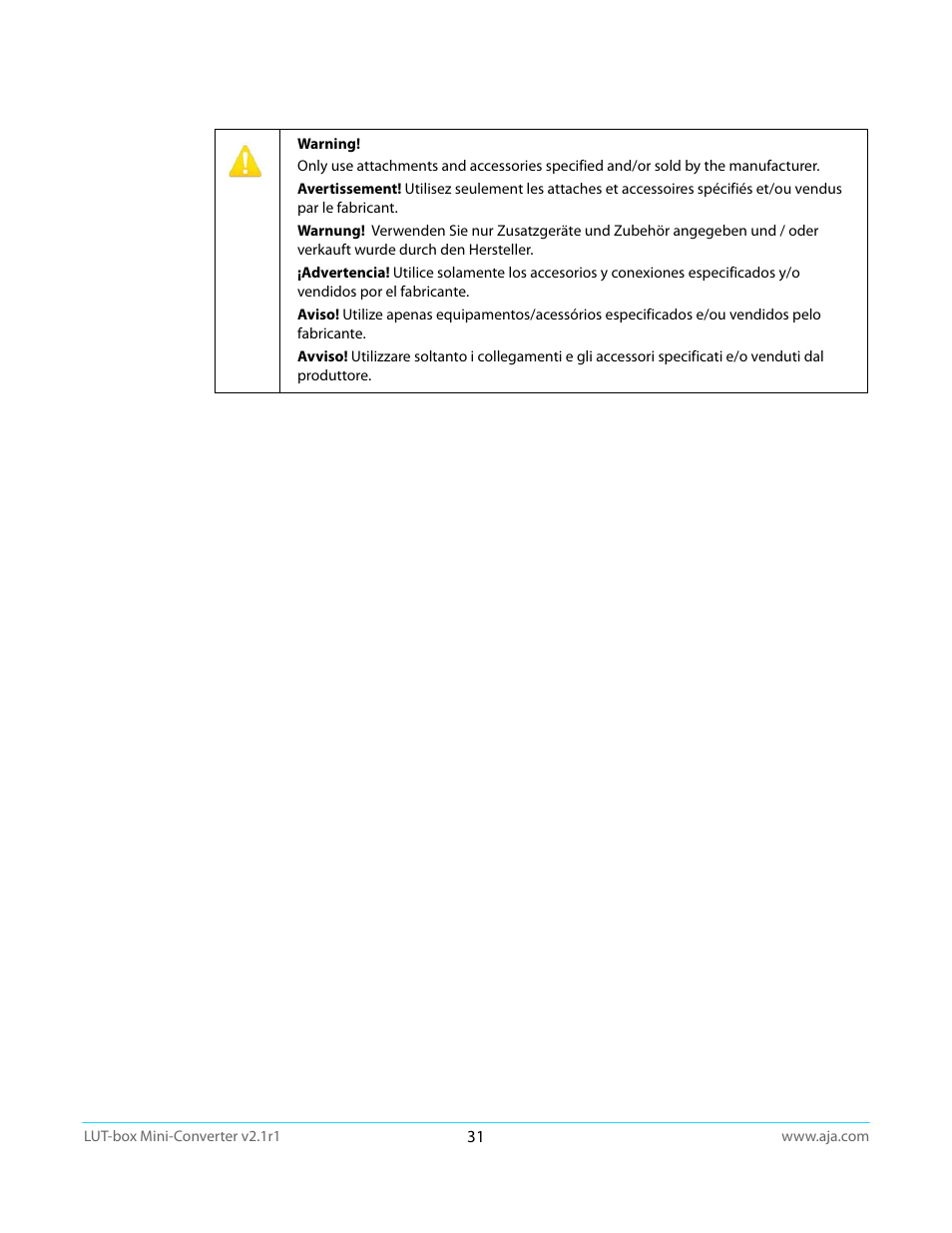 AJA LUT-box User Manual | Page 31 / 34
