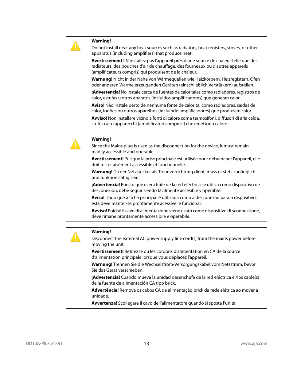 AJA HD10A-Plus User Manual | Page 13 / 18