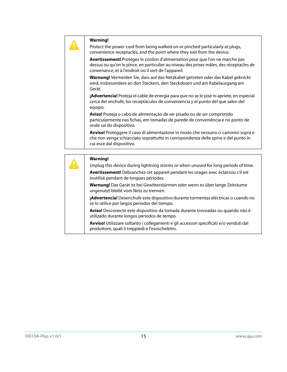 AJA HD10A-Plus User Manual | Page 15 / 18
