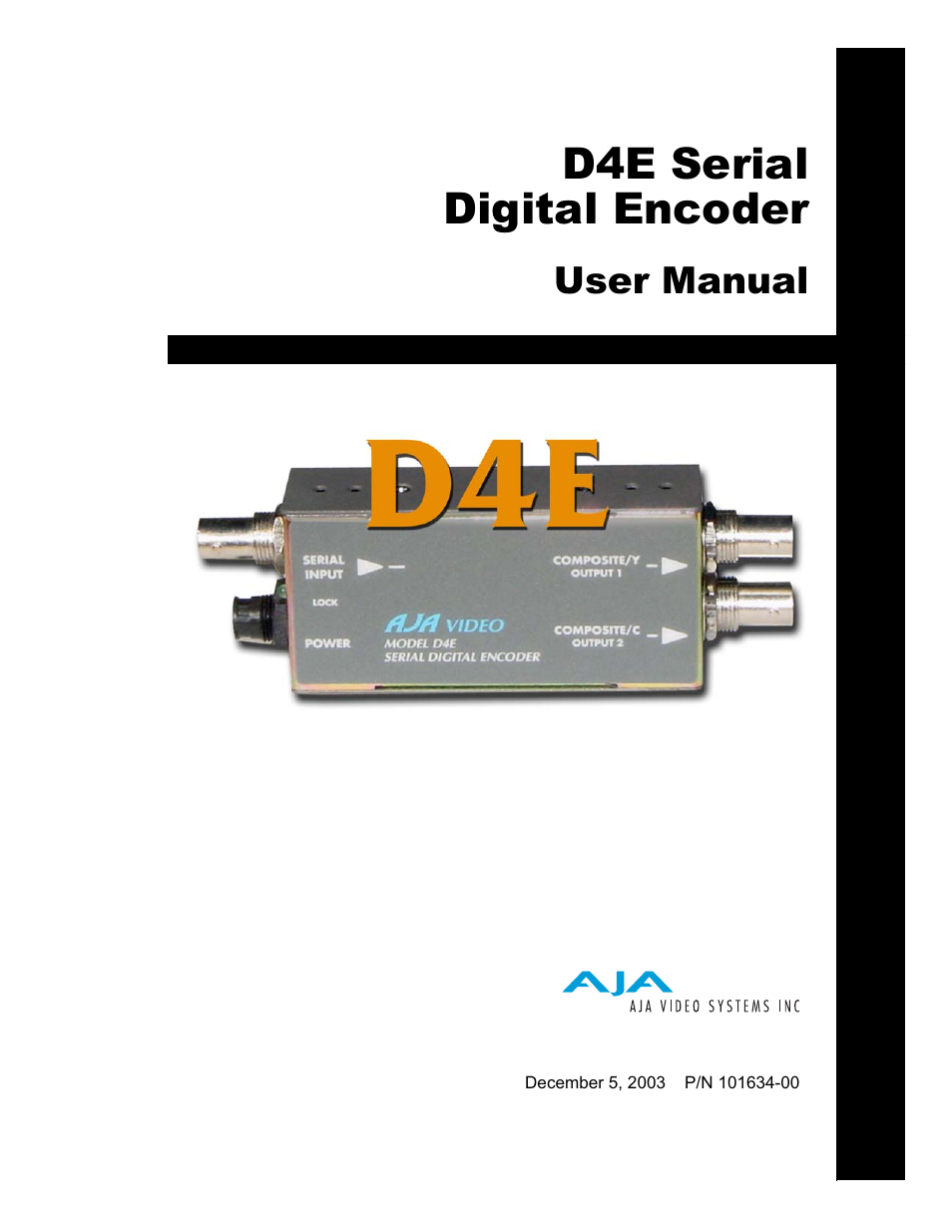 AJA D4E User Manual | 6 pages