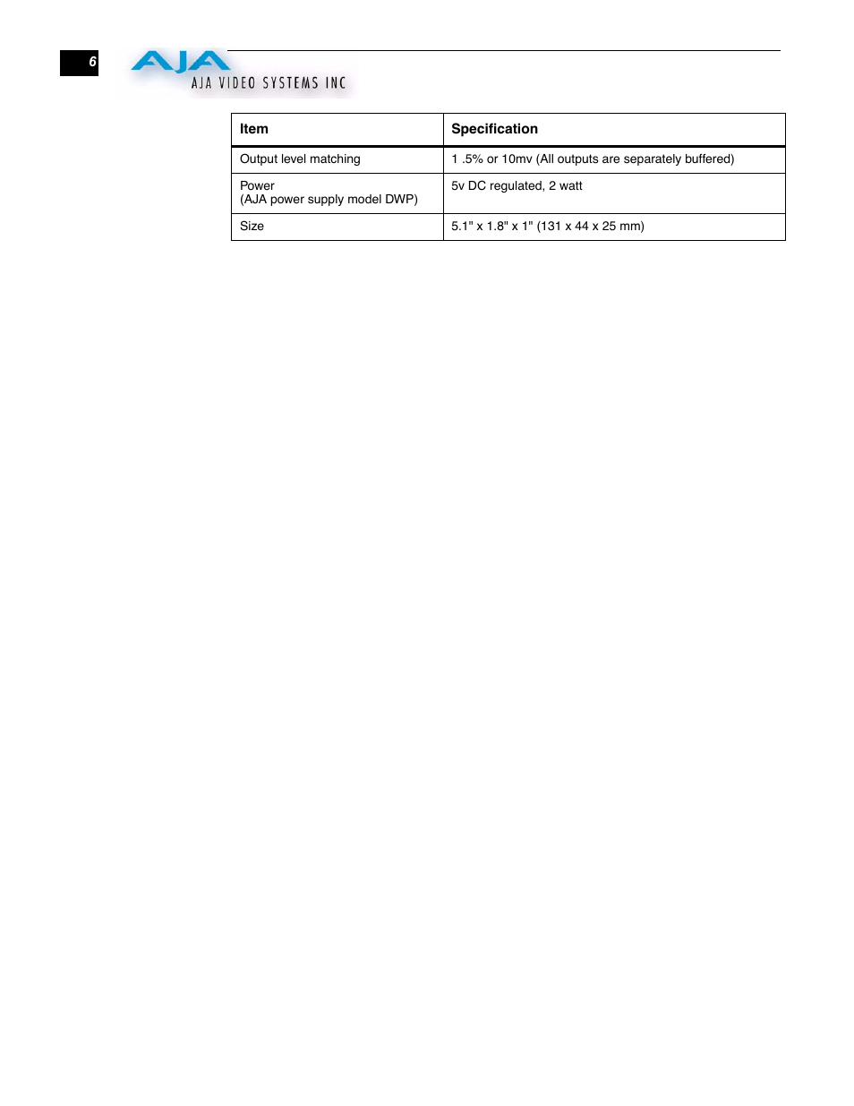 AJA D4E User Manual | Page 6 / 6