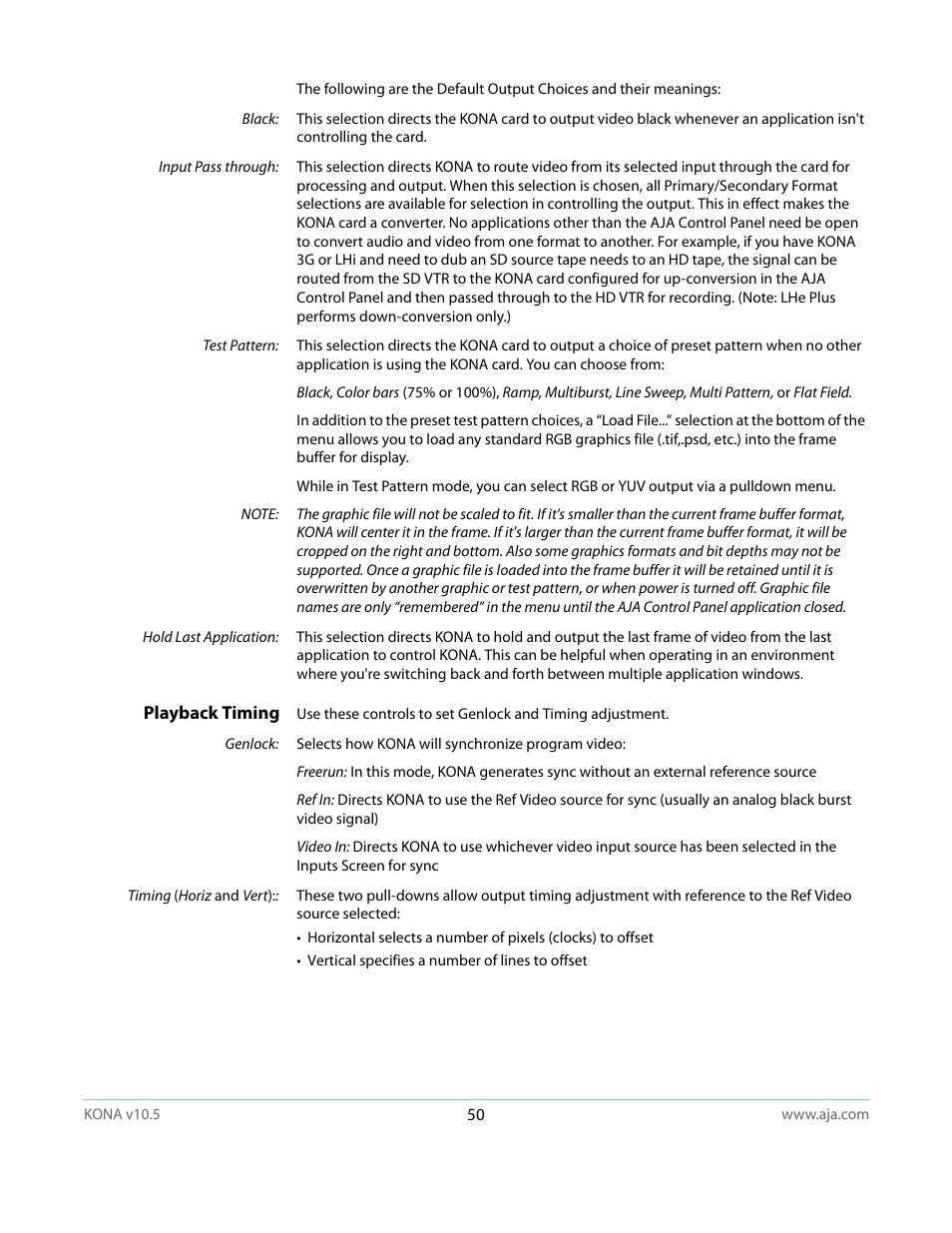 Playback timing | AJA KONA LHi User Manual | Page 50 / 97