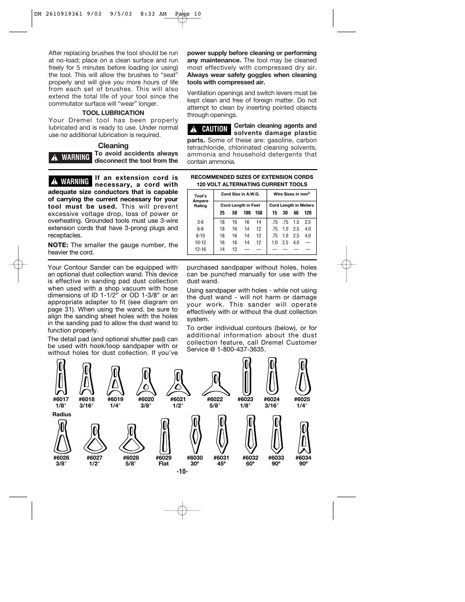 Cleaning, Warning, Caution | Bosch 6000 User Manual | Page 10 / 35