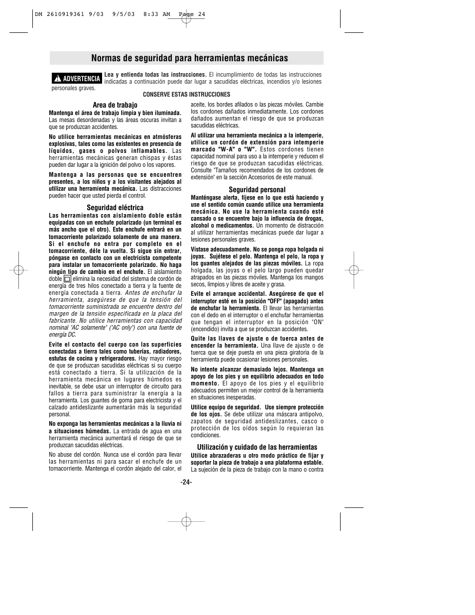 Normas de seguridad para herramientas mecánicas | Bosch 6000 User Manual | Page 24 / 35