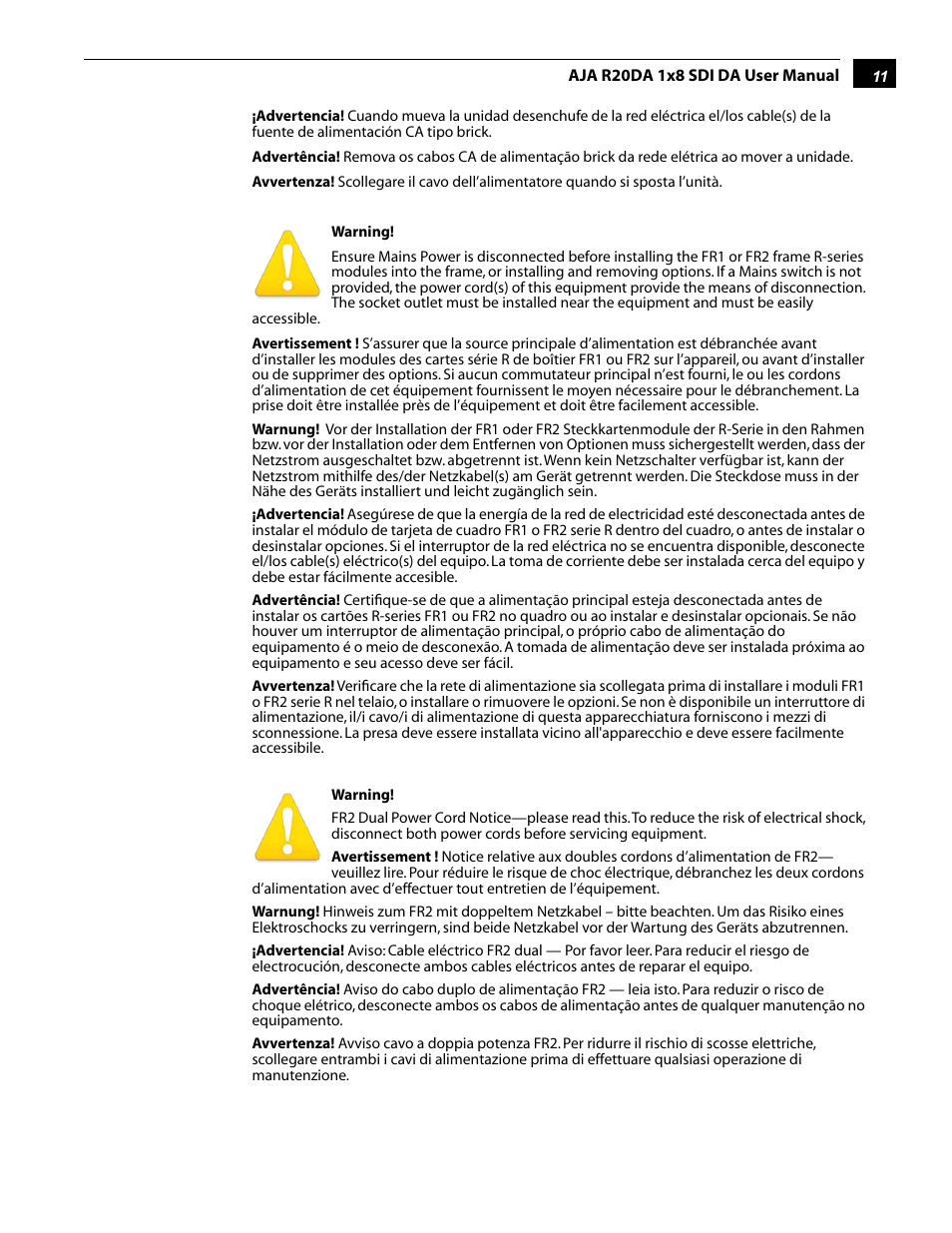 AJA R20DA User Manual | Page 11 / 12