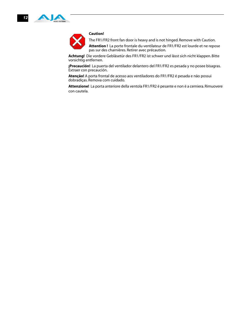 AJA R20DA User Manual | Page 12 / 12