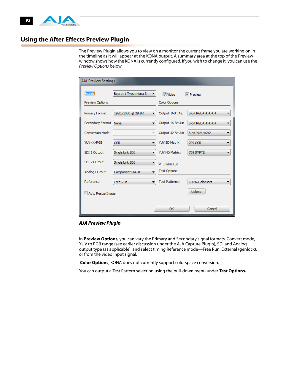 Using the after effects preview plugin | AJA KONA 5.0 User Manual | Page 102 / 128