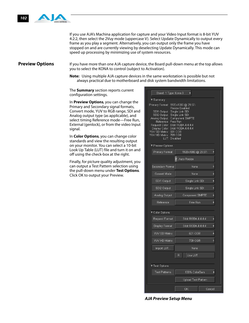 Preview options | AJA KONA 5.0 User Manual | Page 112 / 128