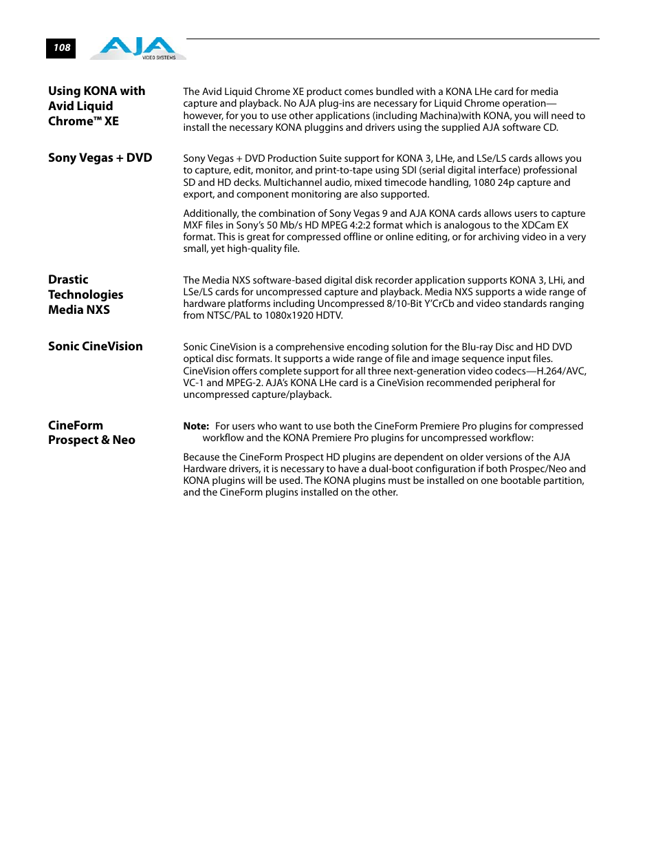 AJA KONA 5.0 User Manual | Page 118 / 128