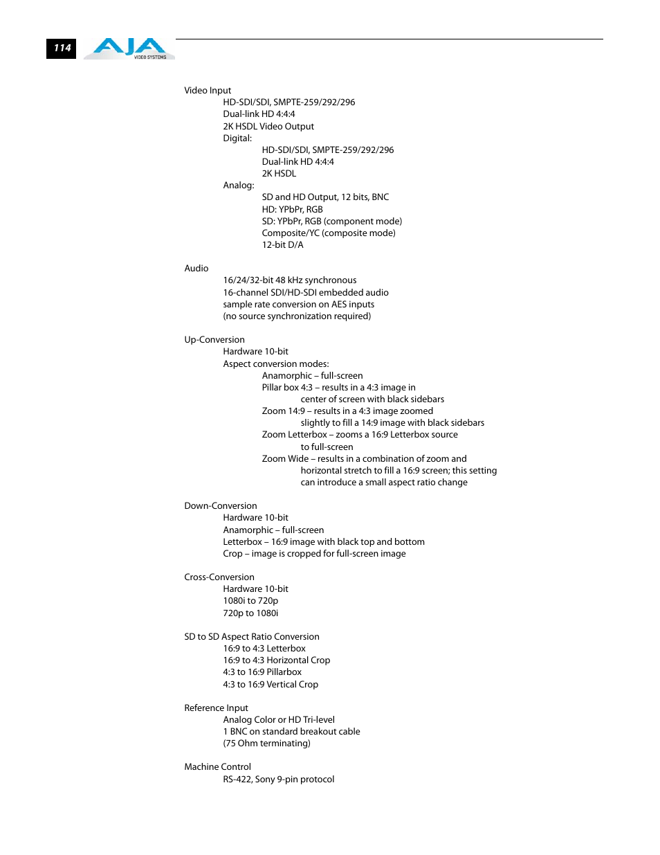 AJA KONA 5.0 User Manual | Page 124 / 128