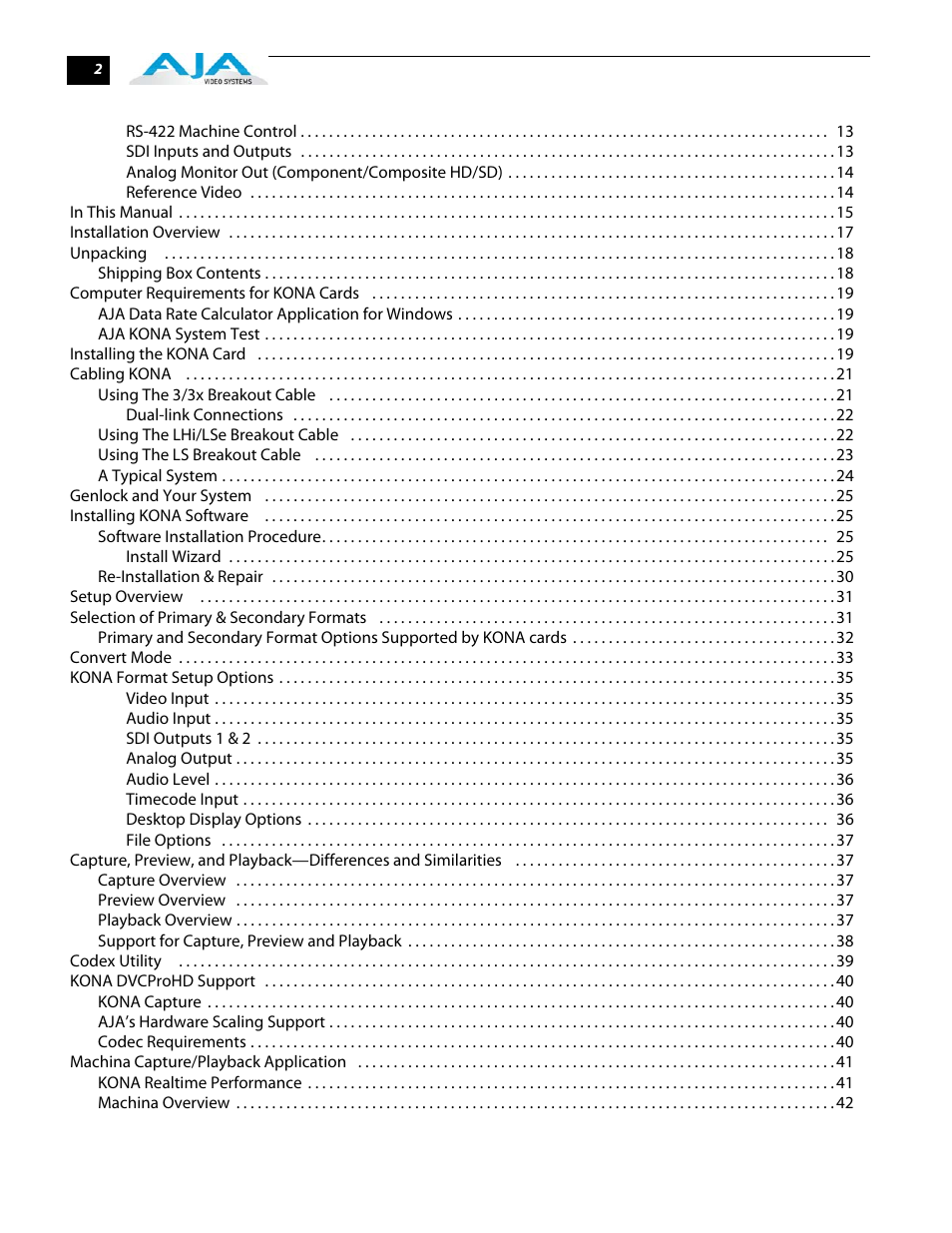 AJA KONA 5.0 User Manual | Page 6 / 128