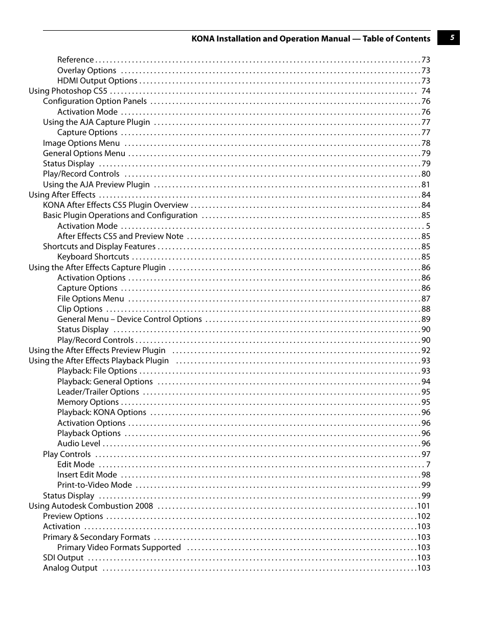 AJA KONA 5.0 User Manual | Page 9 / 128
