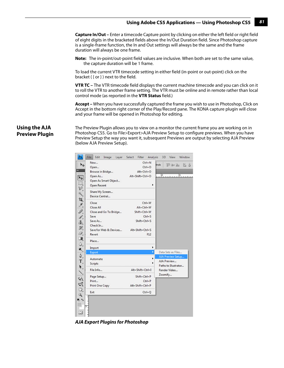 Using the aja preview plugin | AJA KONA 5.0 User Manual | Page 91 / 128