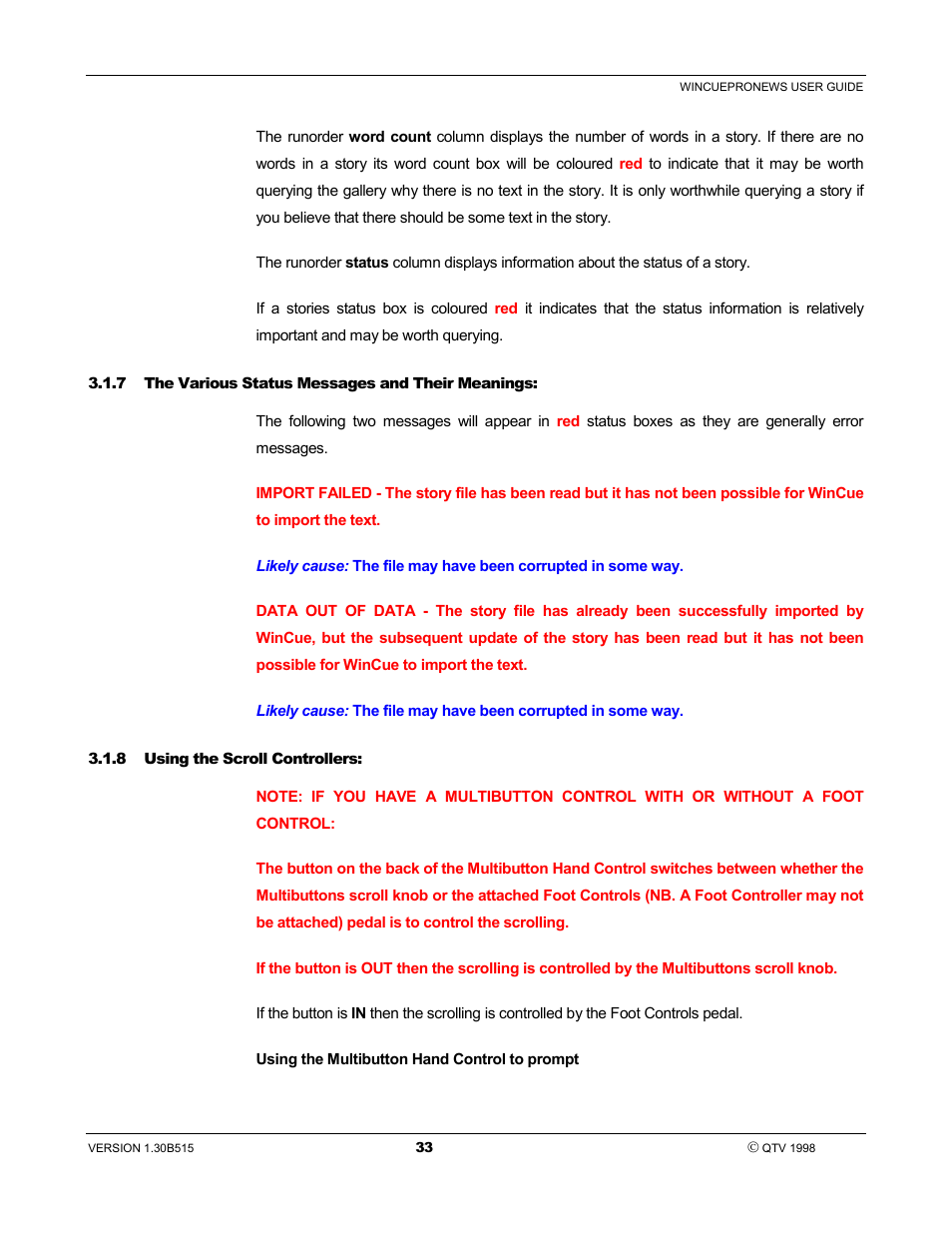 Autocue WinCue Pro News User Manual | Page 33 / 135