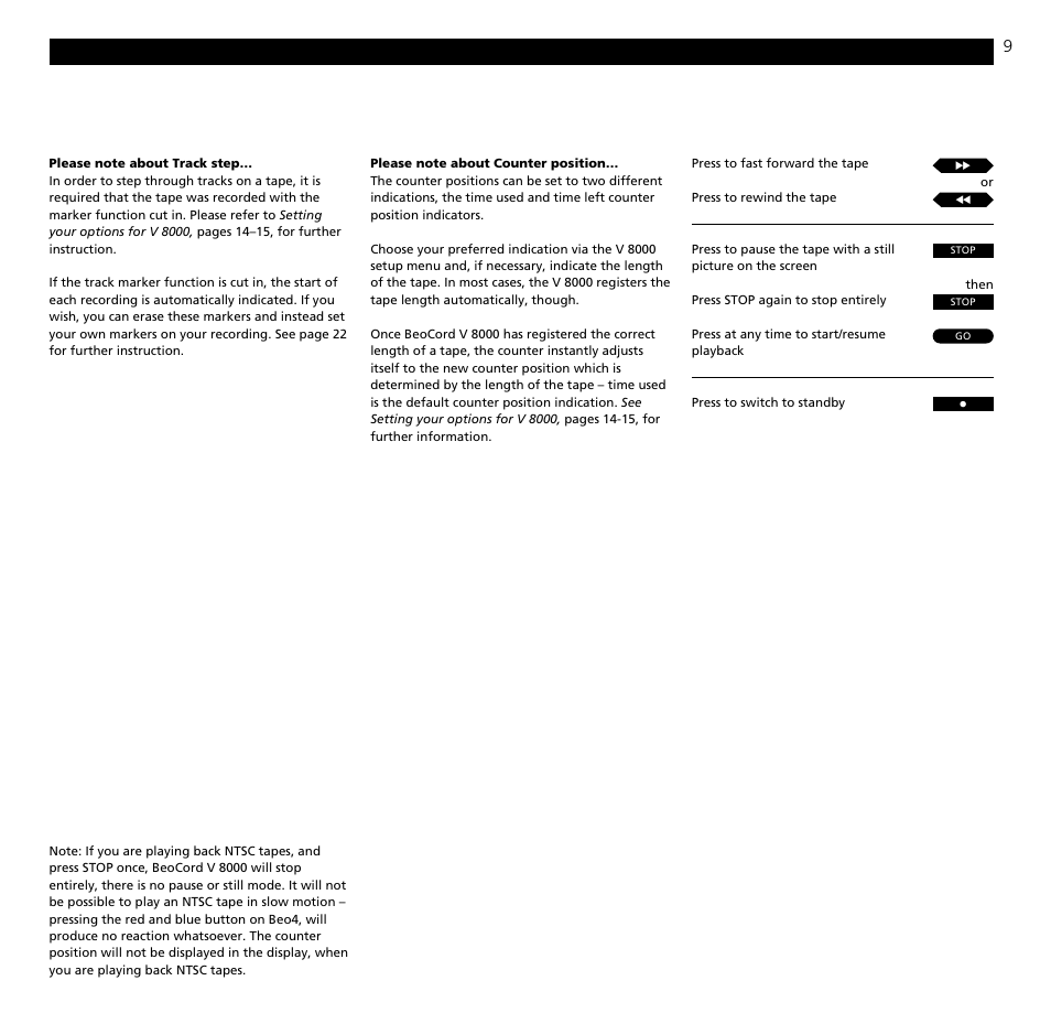 Bang & Olufsen BeoCord V8000_MS - User Guide User Manual | Page 9 / 32