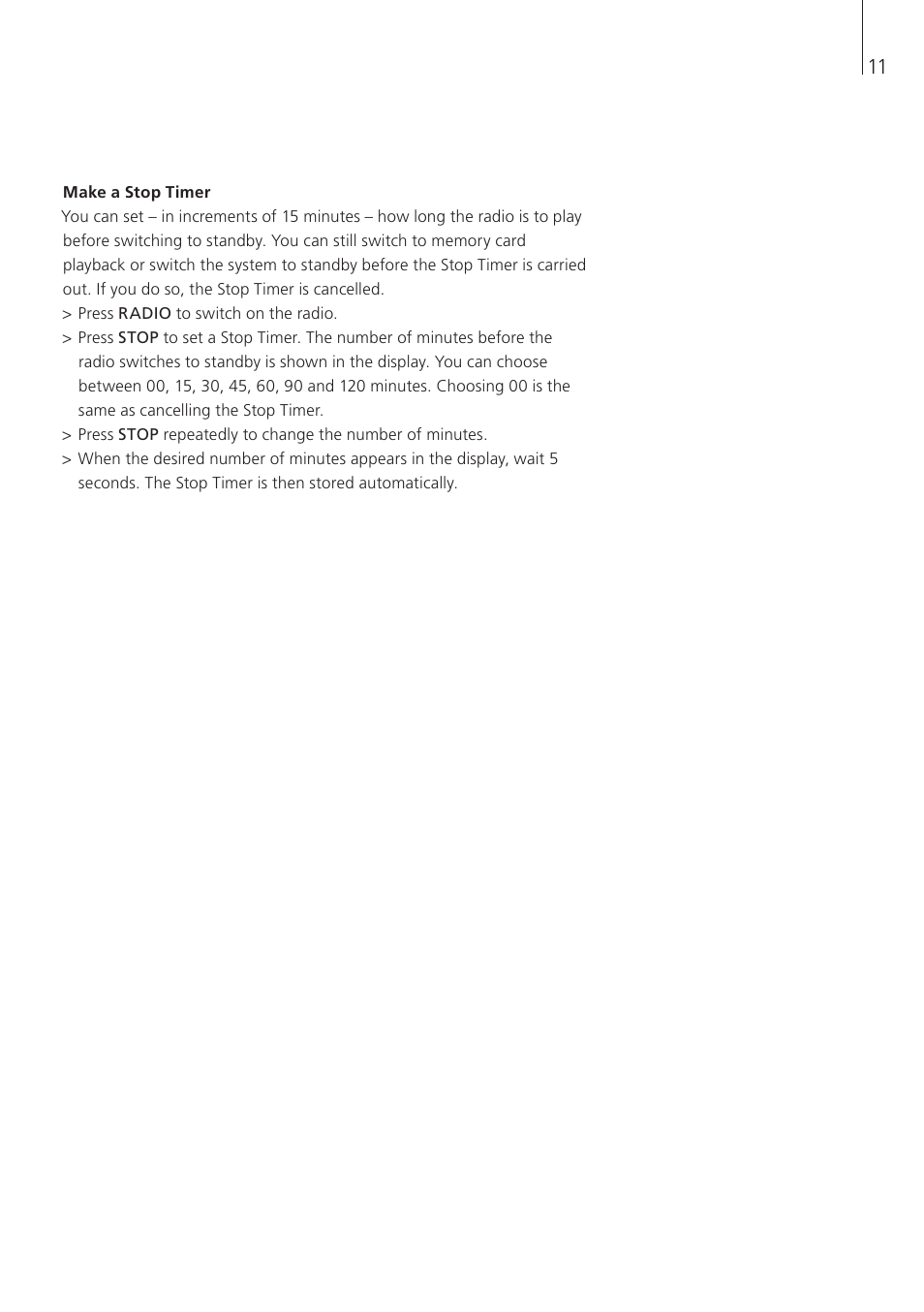 Make a stop timer | Bang & Olufsen BeoSound 3 - User Guide User Manual | Page 11 / 20