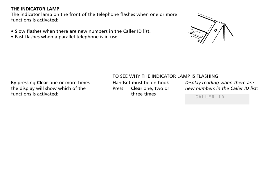 The indicator lamp, To see why the indicator lamp is flashing | Bang & Olufsen BeoCom 2500 - User Guide User Manual | Page 7 / 38