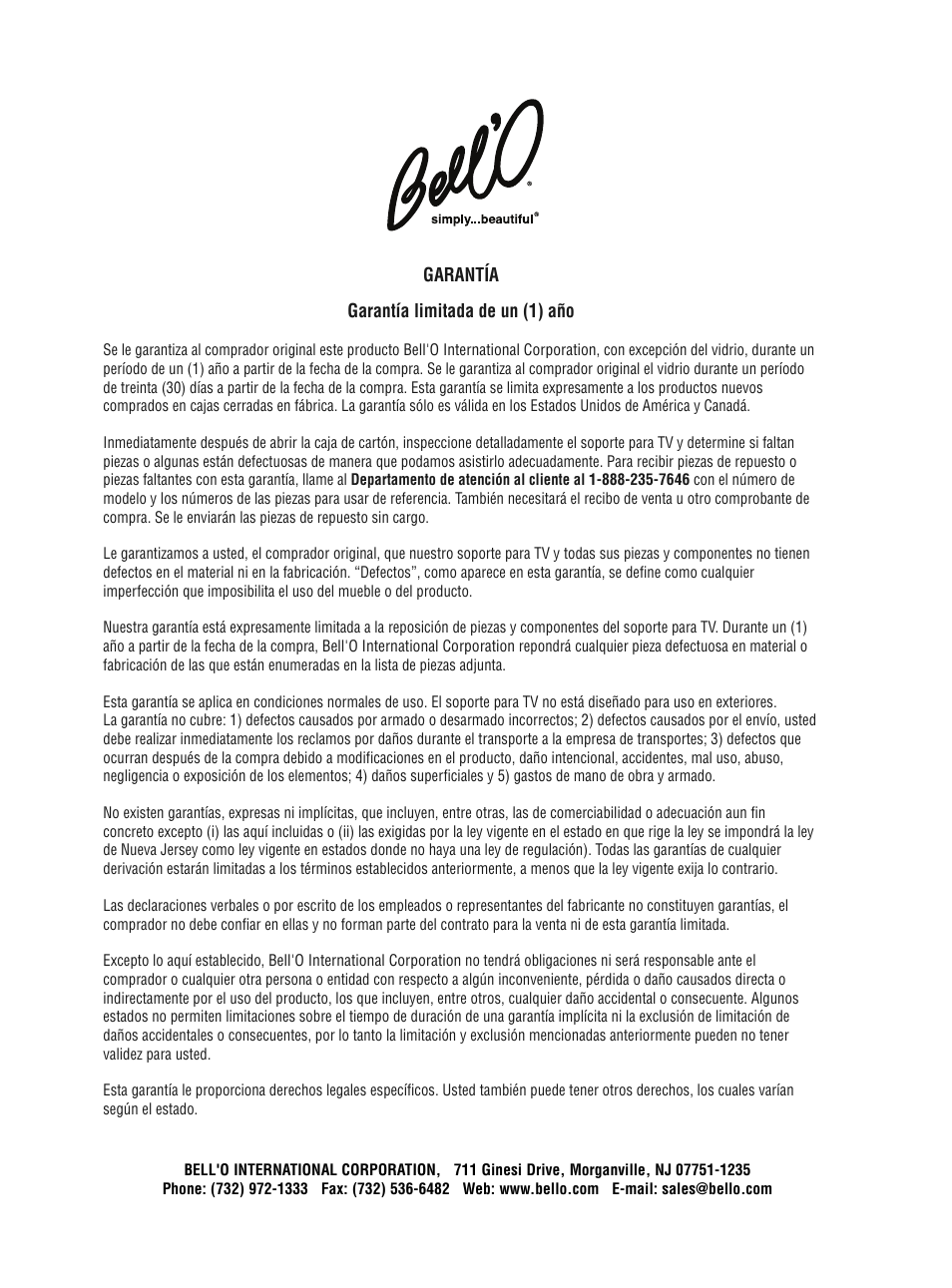 Bell'O PVS4204 User Manual | Page 11 / 11