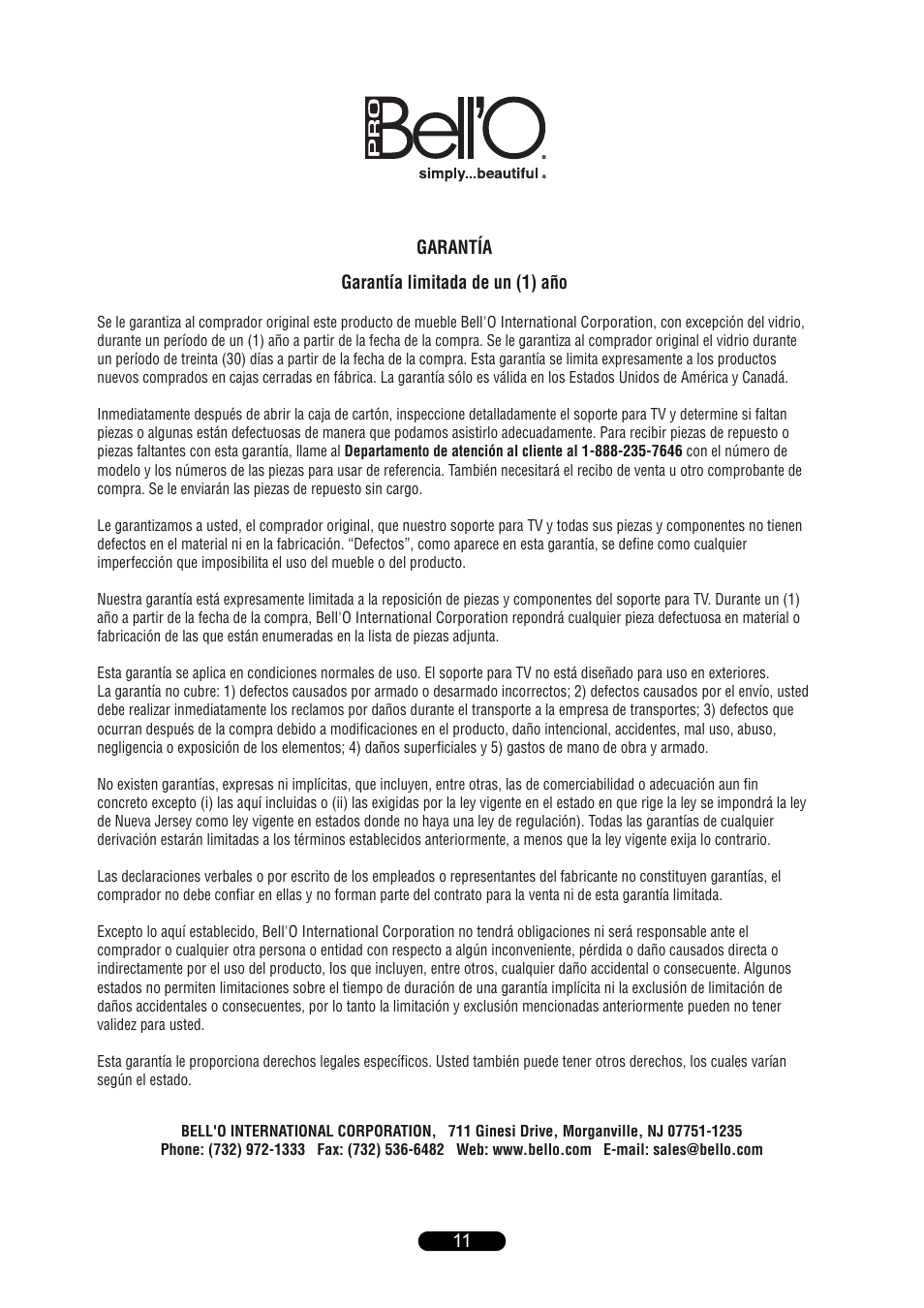 Bell'O PR36 User Manual | Page 11 / 12