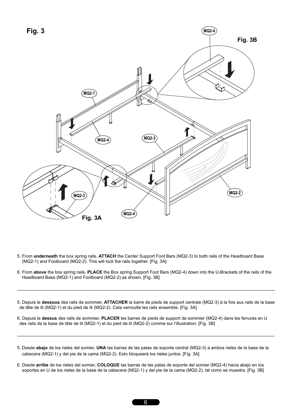 Fig. 3, Fig. 3a, Fig. 3b | Bell'O B594KMB Queen Size User Manual | Page 6 / 8