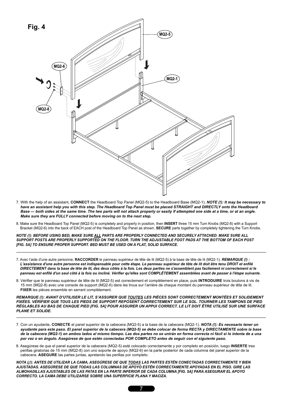 Fig. 4 | Bell'O B594KMB Queen Size User Manual | Page 7 / 8