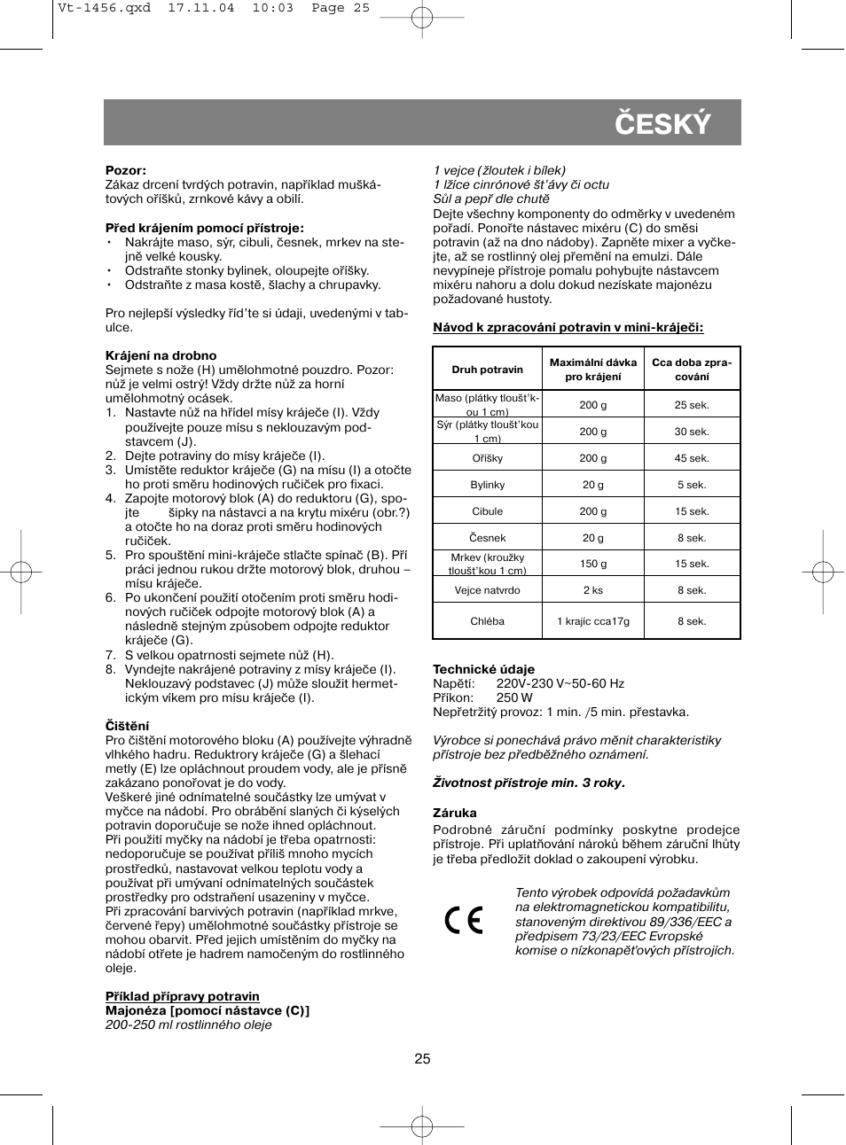 Èeský | Vitek VT-1456 User Manual | Page 26 / 32