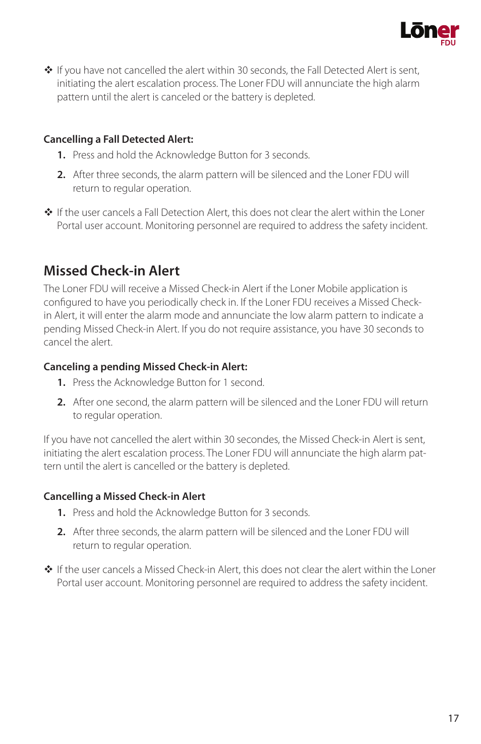 Missed check-in alert | Blackline GPS Loner FDU User Manual | Page 19 / 24