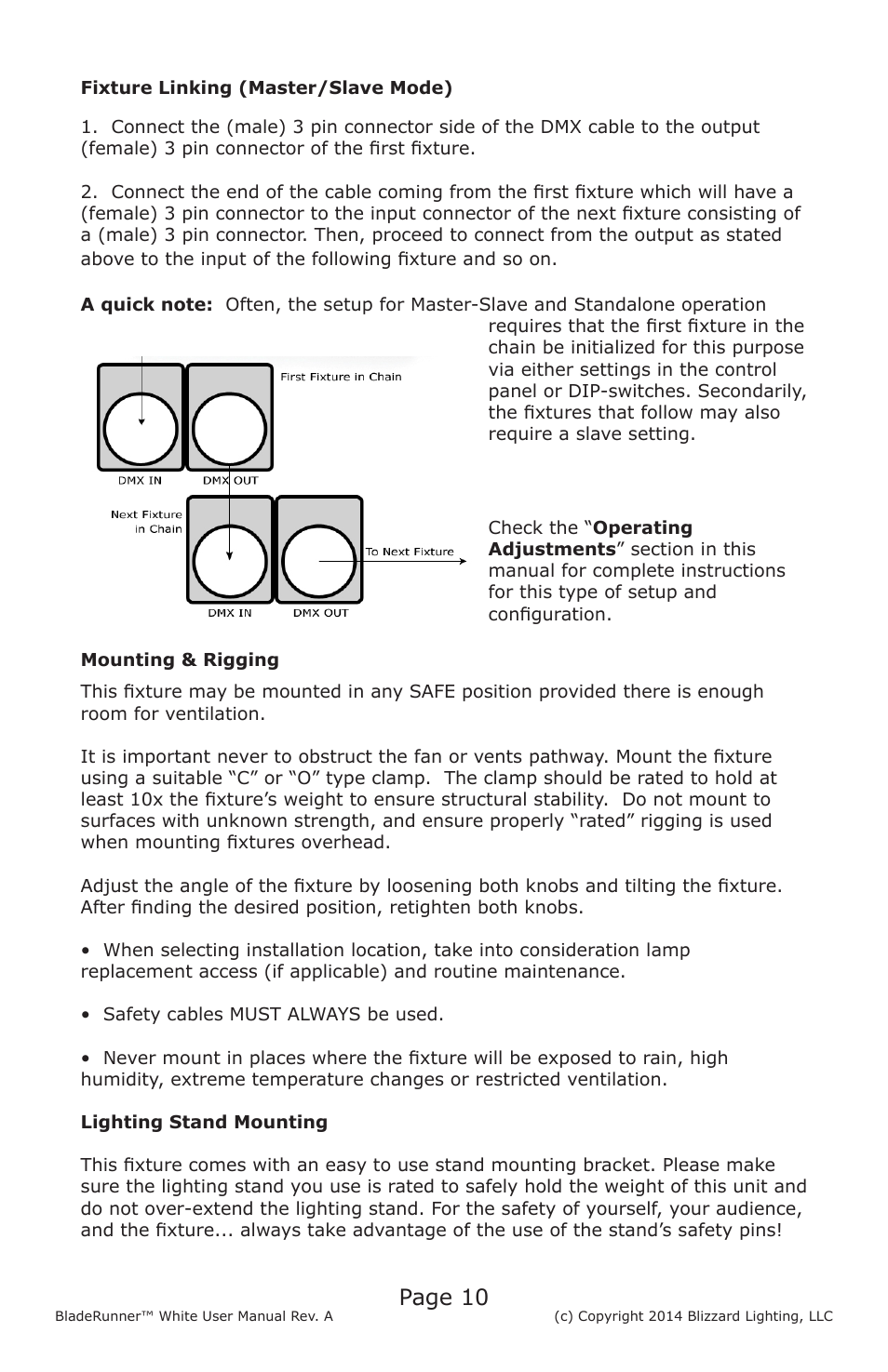 Page 10 | Blizzard Lighting BladeRunner White(Rev A) User Manual | Page 10 / 20