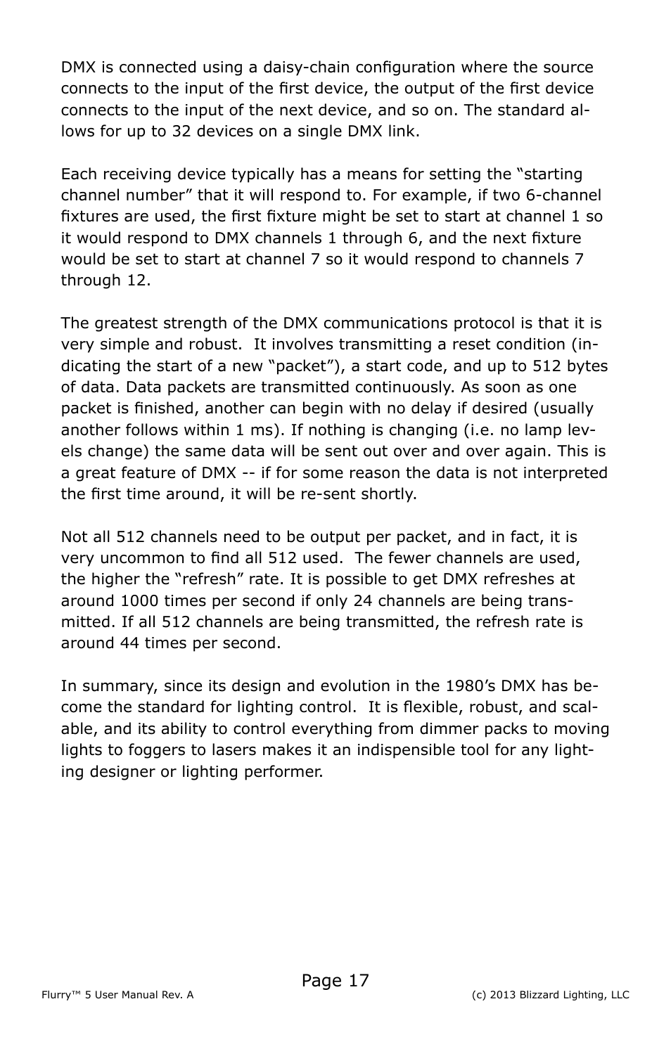 Page 17 | Blizzard Lighting 5 Flurry User Manual | Page 17 / 20