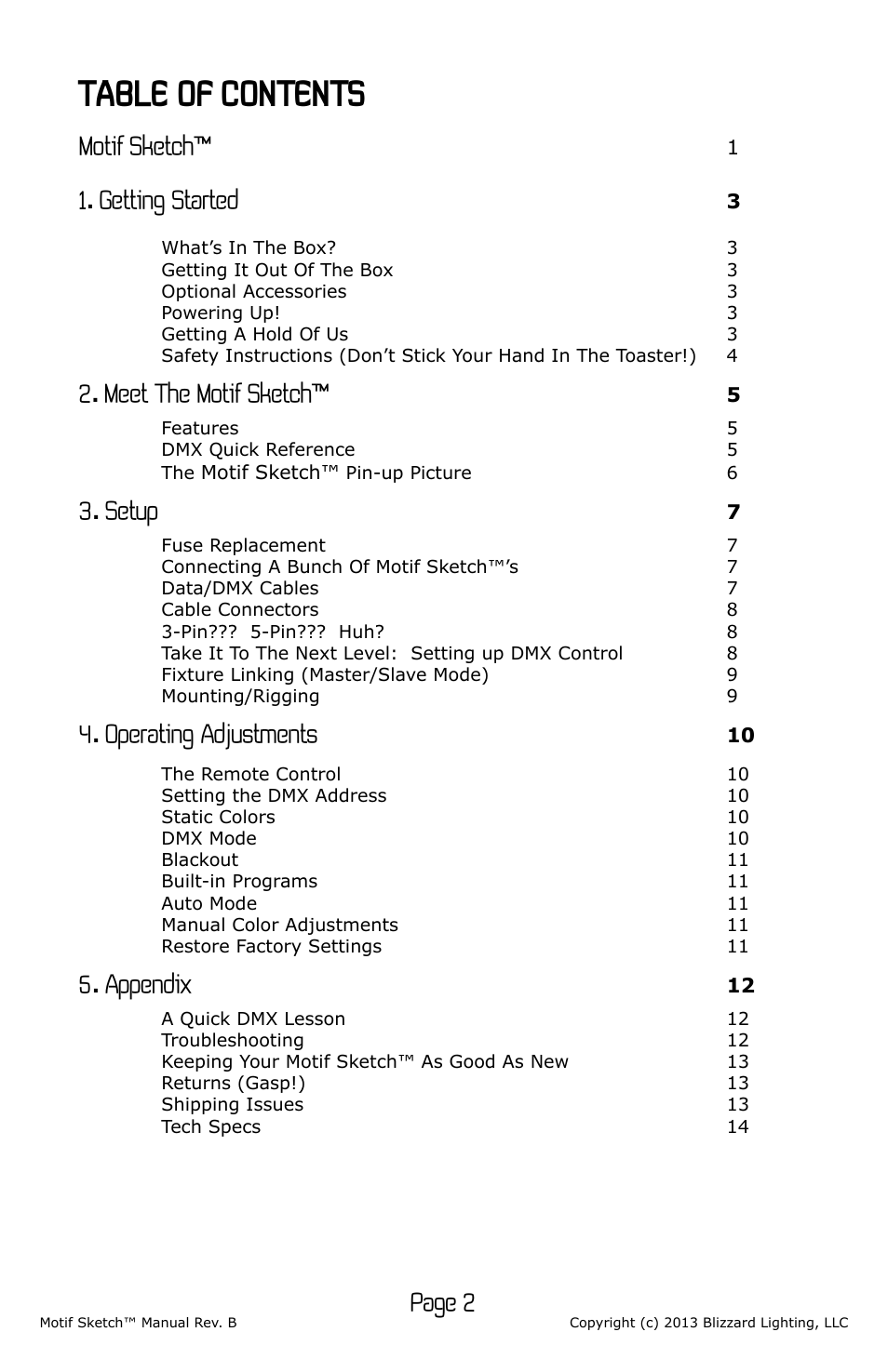 Blizzard Lighting Motif Sketch (Rev B) User Manual | Page 2 / 16