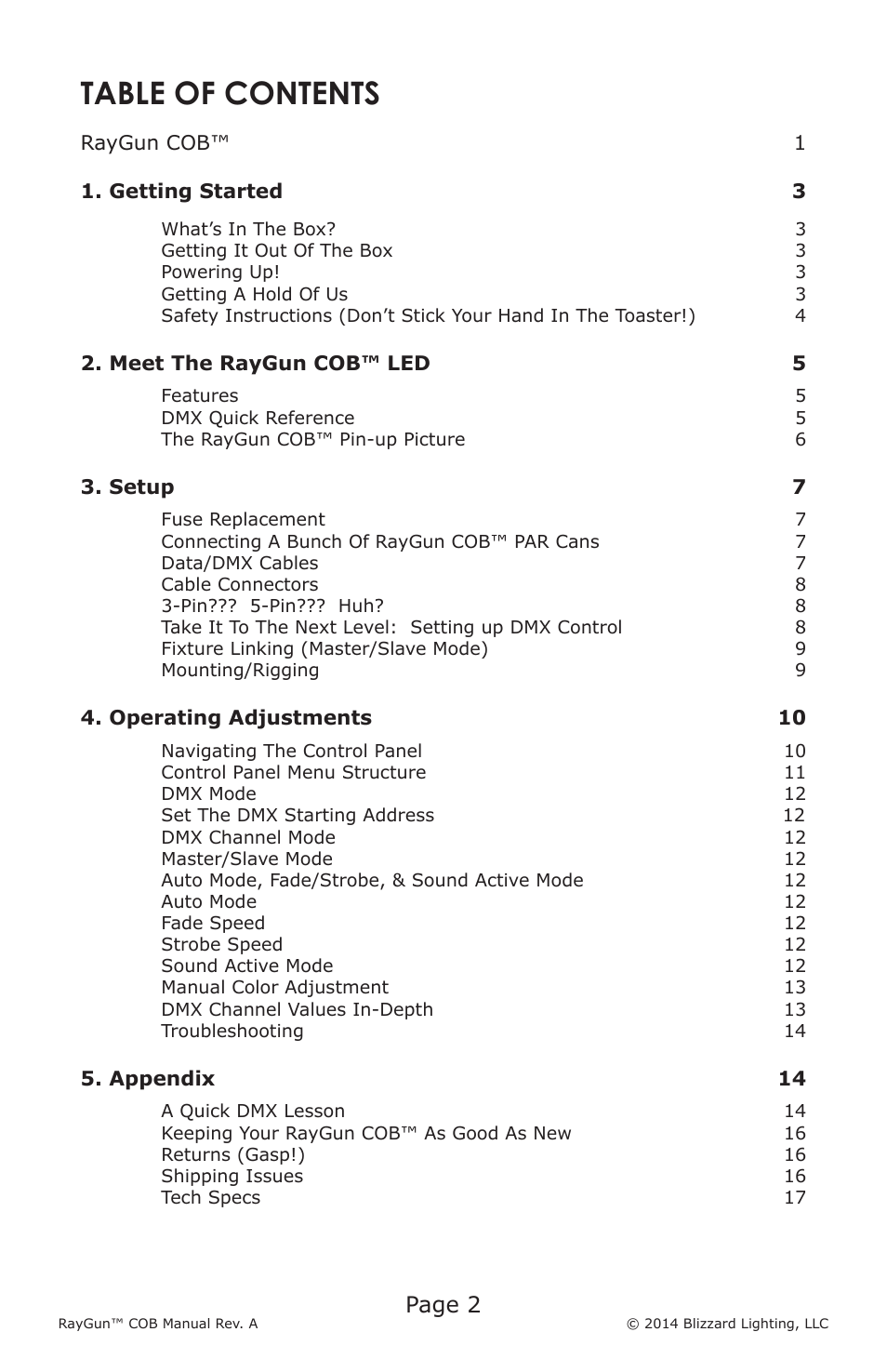 Blizzard Lighting COB Raygun User Manual | Page 2 / 20