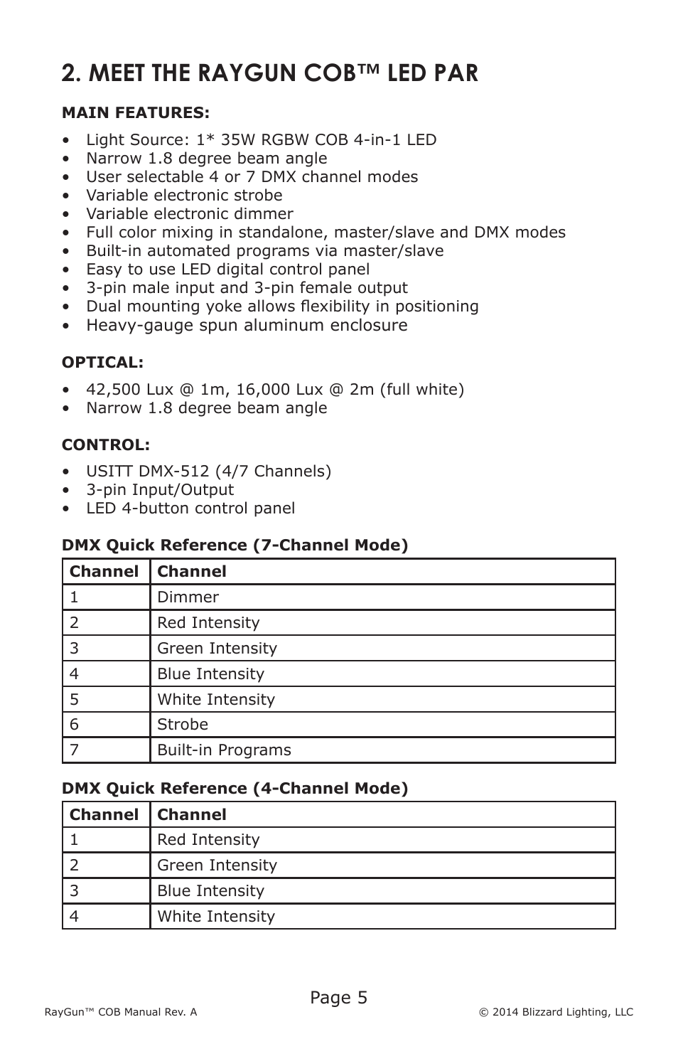 Meet the raygun cob™ led par, Page 5 | Blizzard Lighting COB Raygun User Manual | Page 5 / 20