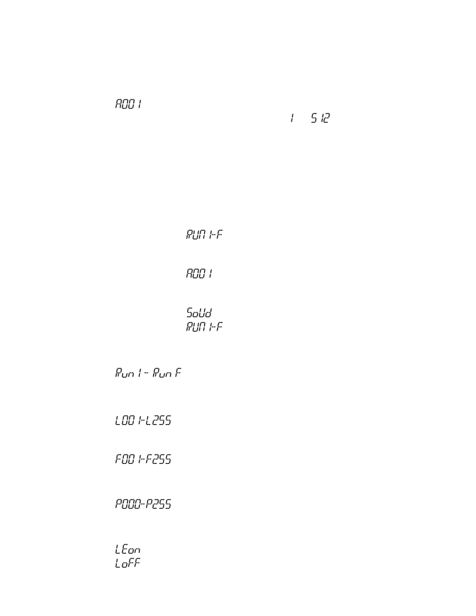 Operating adjustments, A001, Run1-f | Soud, Run1 - run f, Leon, Loff | Blizzard Lighting Reanimator User Manual | Page 8 / 12