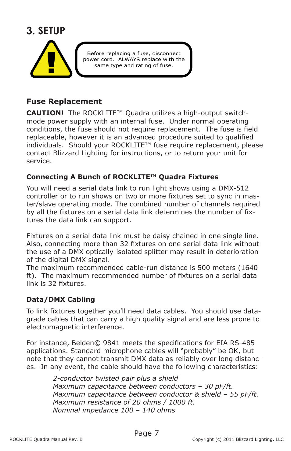 Setup | Blizzard Lighting Quadra ROCKLITE (Rev B) User Manual | Page 7 / 20