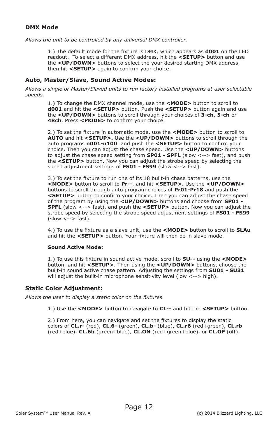 Page 12 | Blizzard Lighting Solar System User Manual | Page 12 / 20