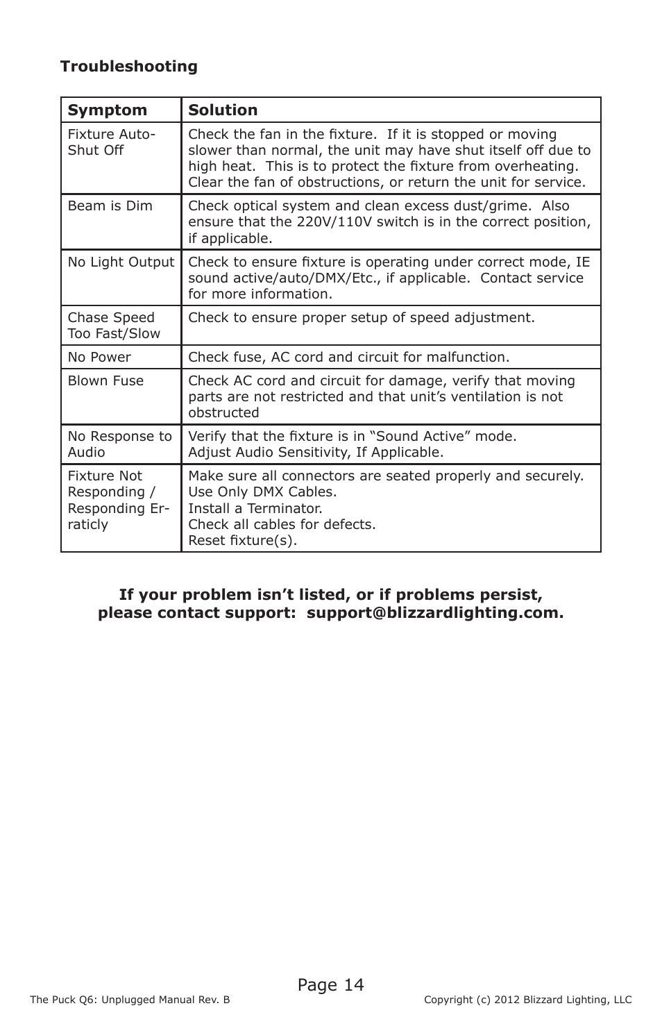 Page 14 | Blizzard Lighting The Puck Q6A Unplugged (Rev. B) User Manual | Page 14 / 20
