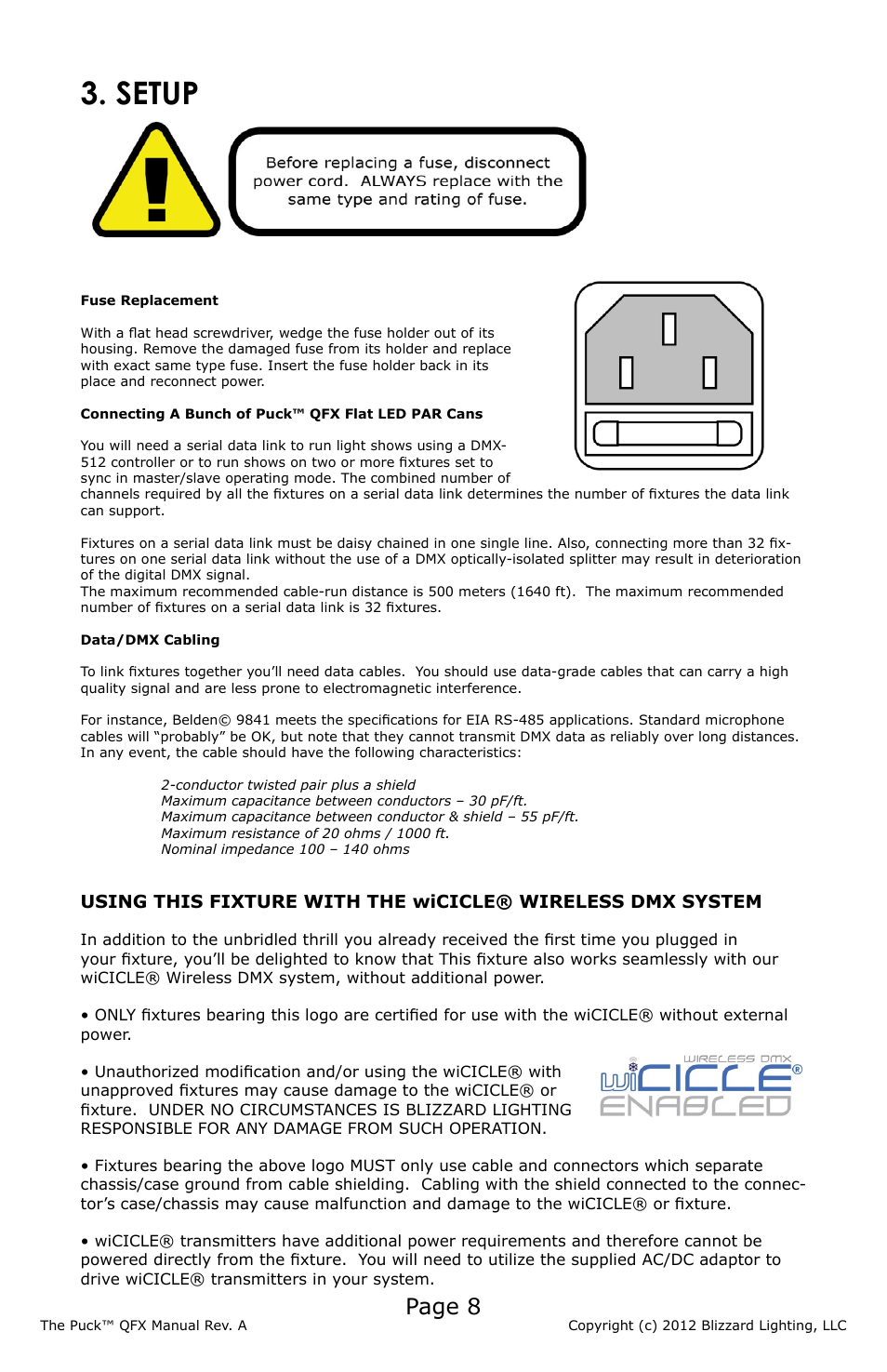 Setup, Page 8 | Blizzard Lighting QFX The Puck (Rev A) User Manual | Page 8 / 20