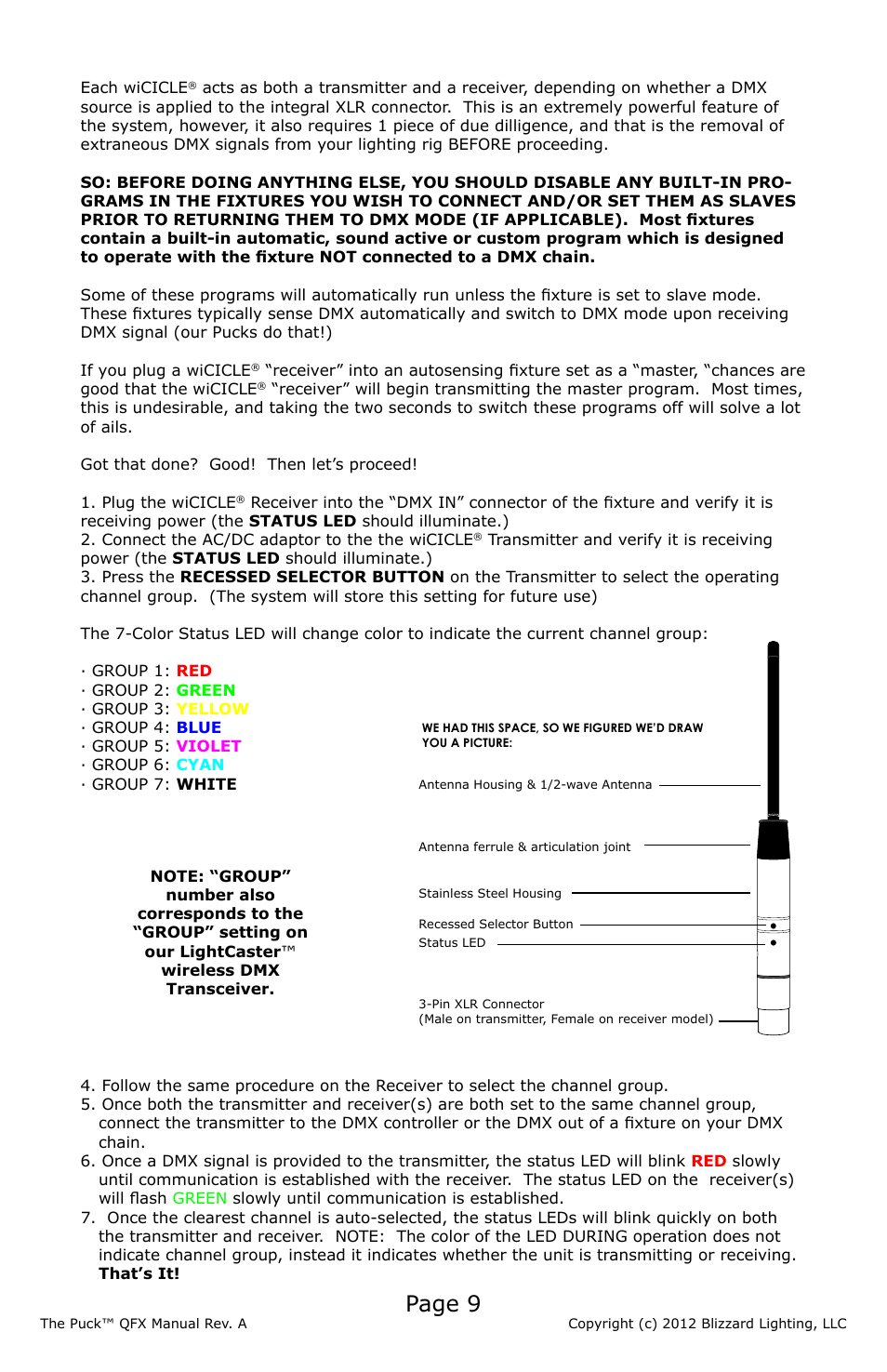 Page 9 | Blizzard Lighting QFX The Puck (Rev A) User Manual | Page 9 / 20