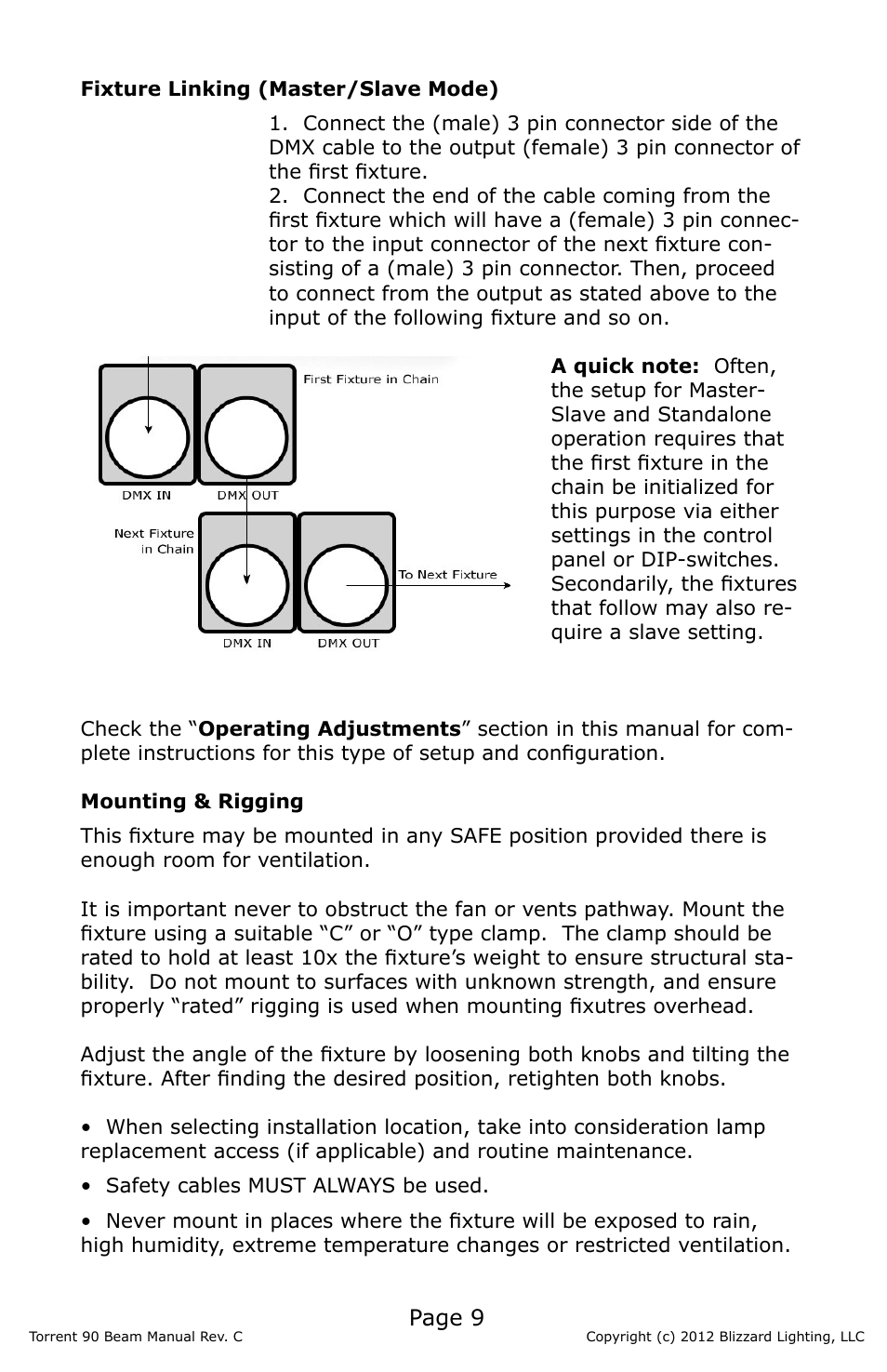 Page 9 | Blizzard Lighting Beam Torrent 90 (Rev C) User Manual | Page 9 / 20