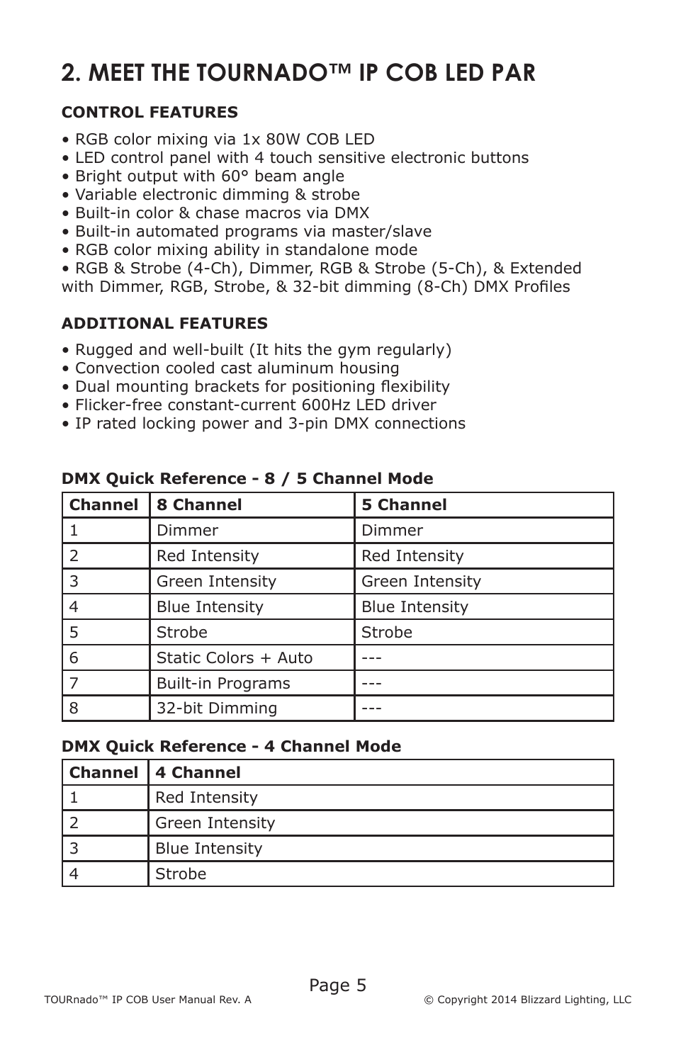 Meet the tournado™ ip cob led par | Blizzard Lighting TOURnado IP COB (Rev A) User Manual | Page 5 / 20