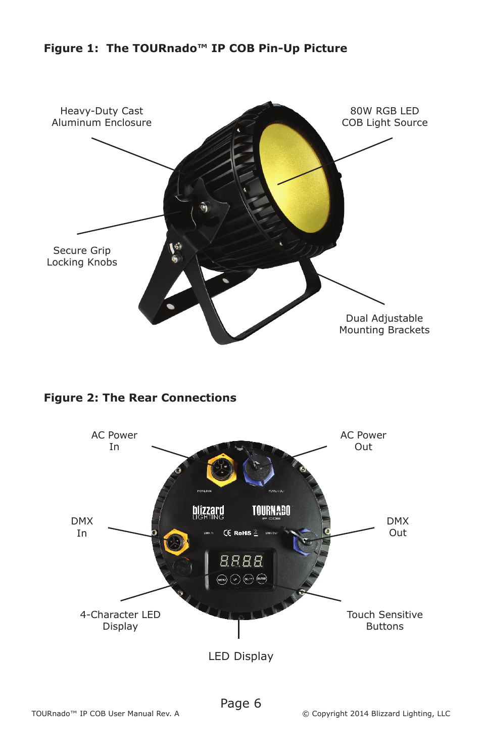 Page 6 | Blizzard Lighting TOURnado IP COB (Rev A) User Manual | Page 6 / 20