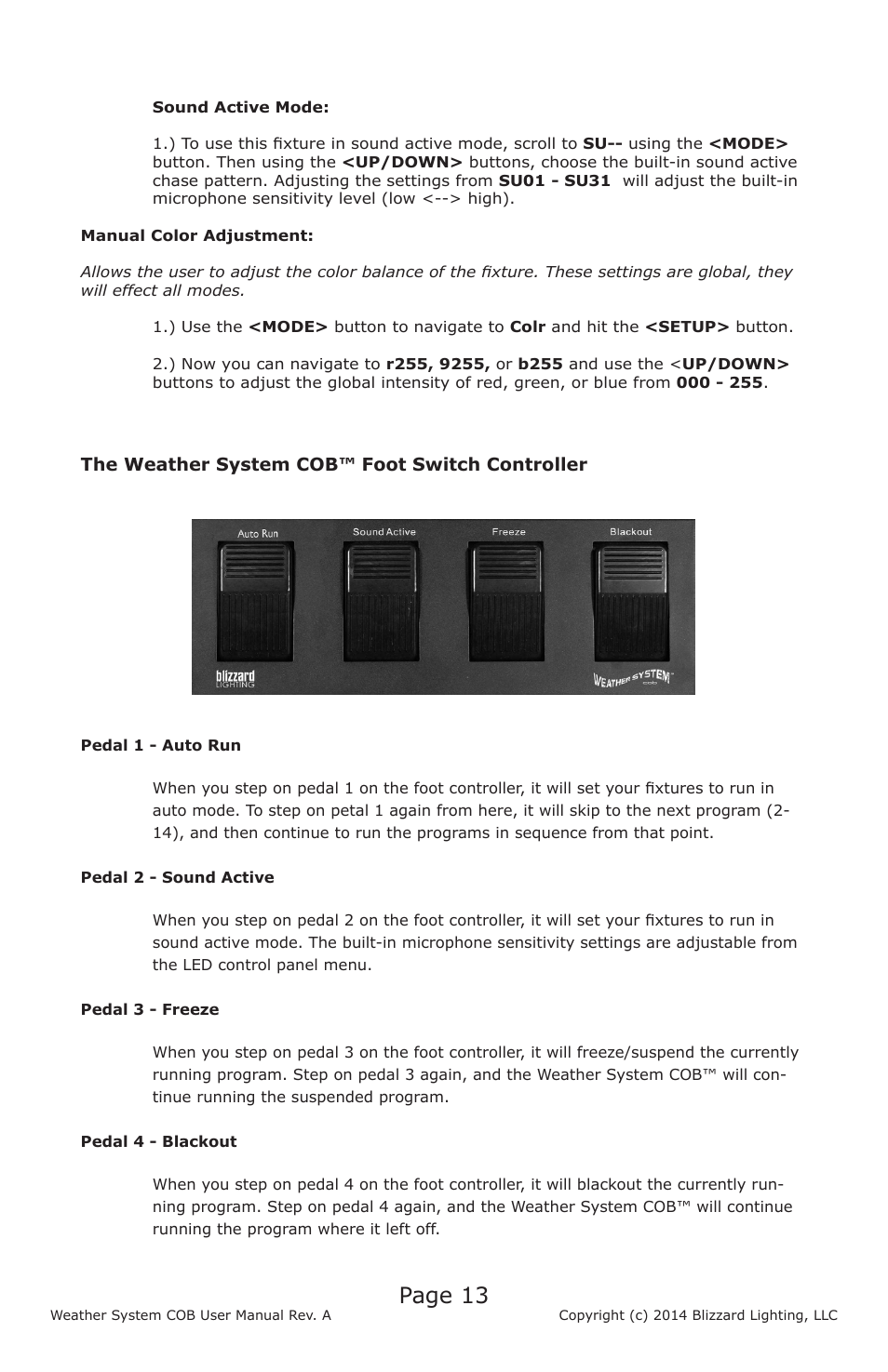 Page 13 | Blizzard Lighting Weather System COB User Manual | Page 13 / 20