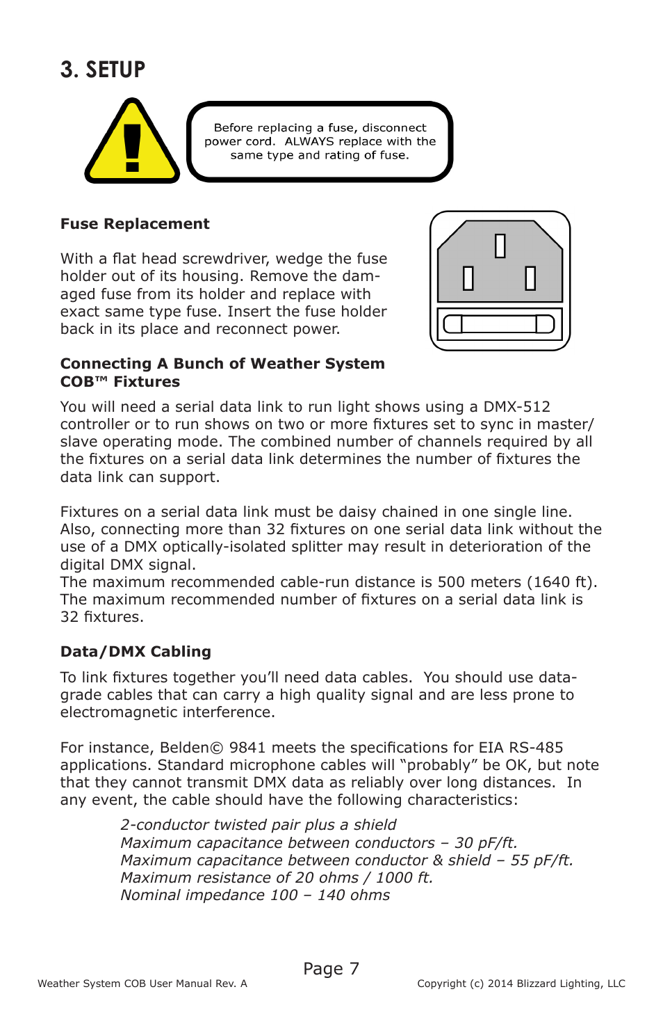 Setup, Page 7 | Blizzard Lighting Weather System COB User Manual | Page 7 / 20