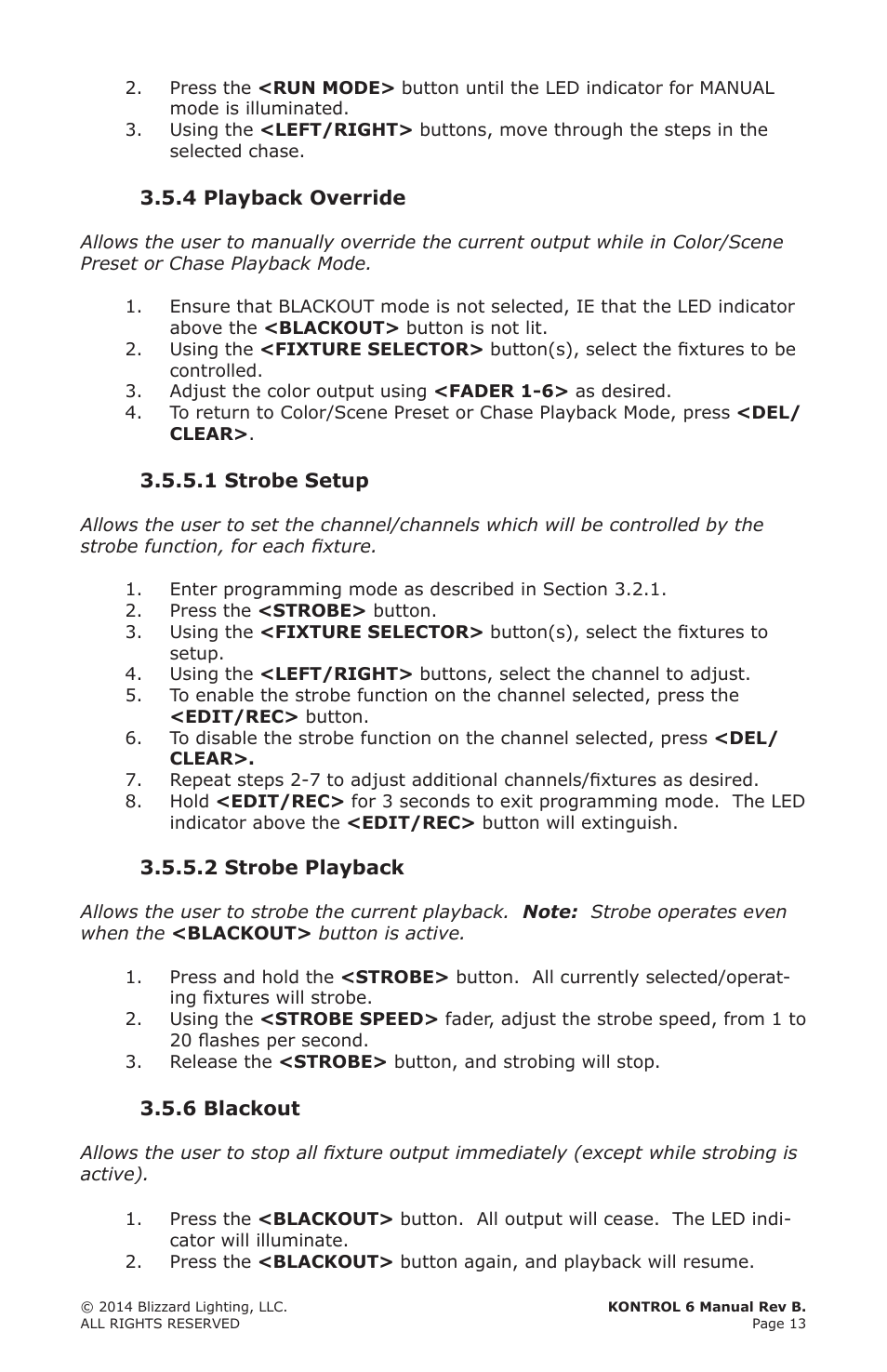 Blizzard Lighting Kontrol 6(Rev. A) User Manual | Page 13 / 20