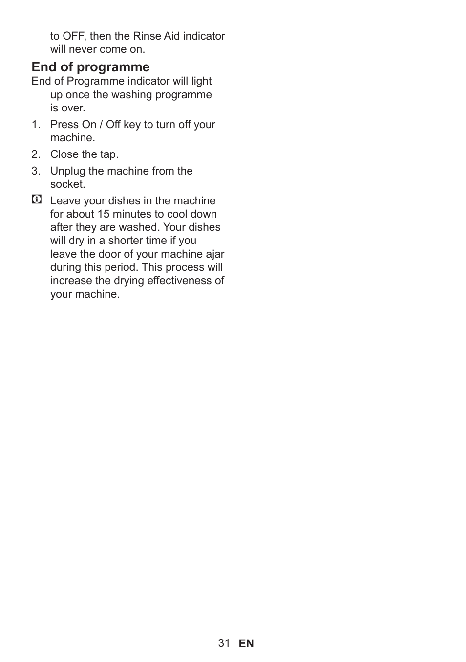 End of programme | Blomberg GIN 9487 E User Manual | Page 32 / 43