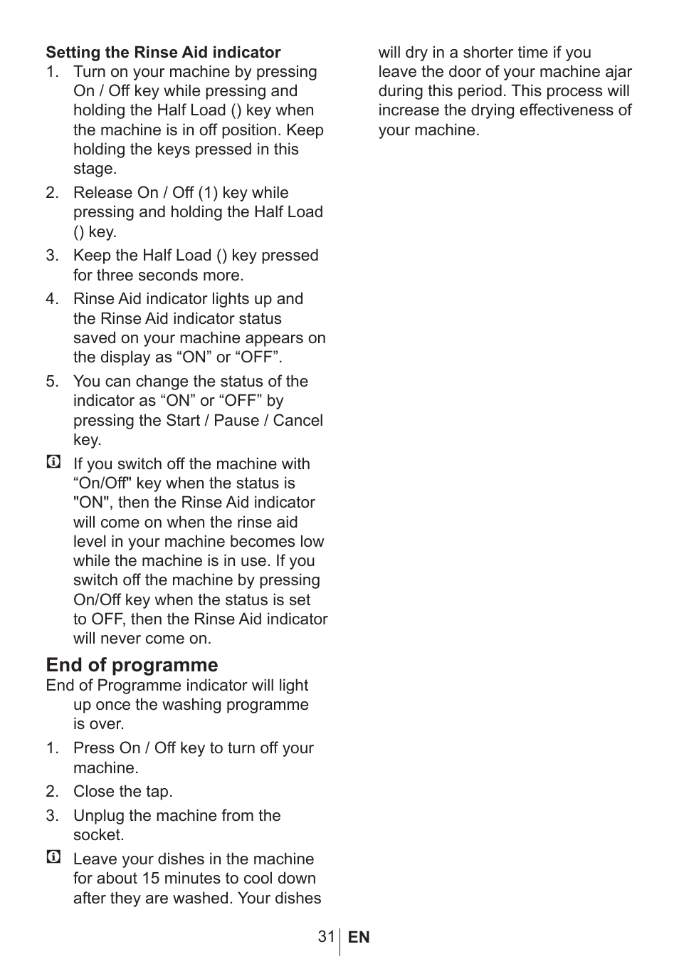 End of programme | Blomberg GIN 9483 ED User Manual | Page 32 / 43