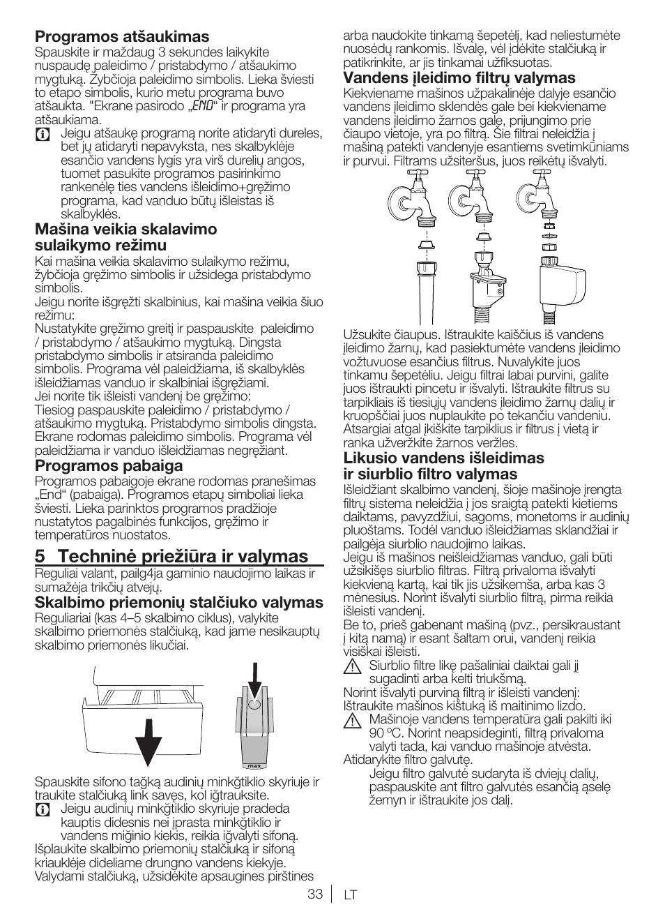 5 techninė priežiūra ir valymas | Blomberg WNF 8447 RCE30 User Manual | Page 33 / 71